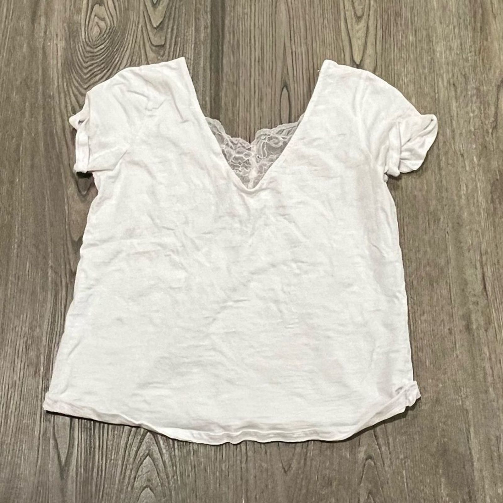 Vintage Promesa Lace Trim V-Neck Short Sleeve Cotton Top Size S Size S / US 4 / IT 40 - 4 Thumbnail
