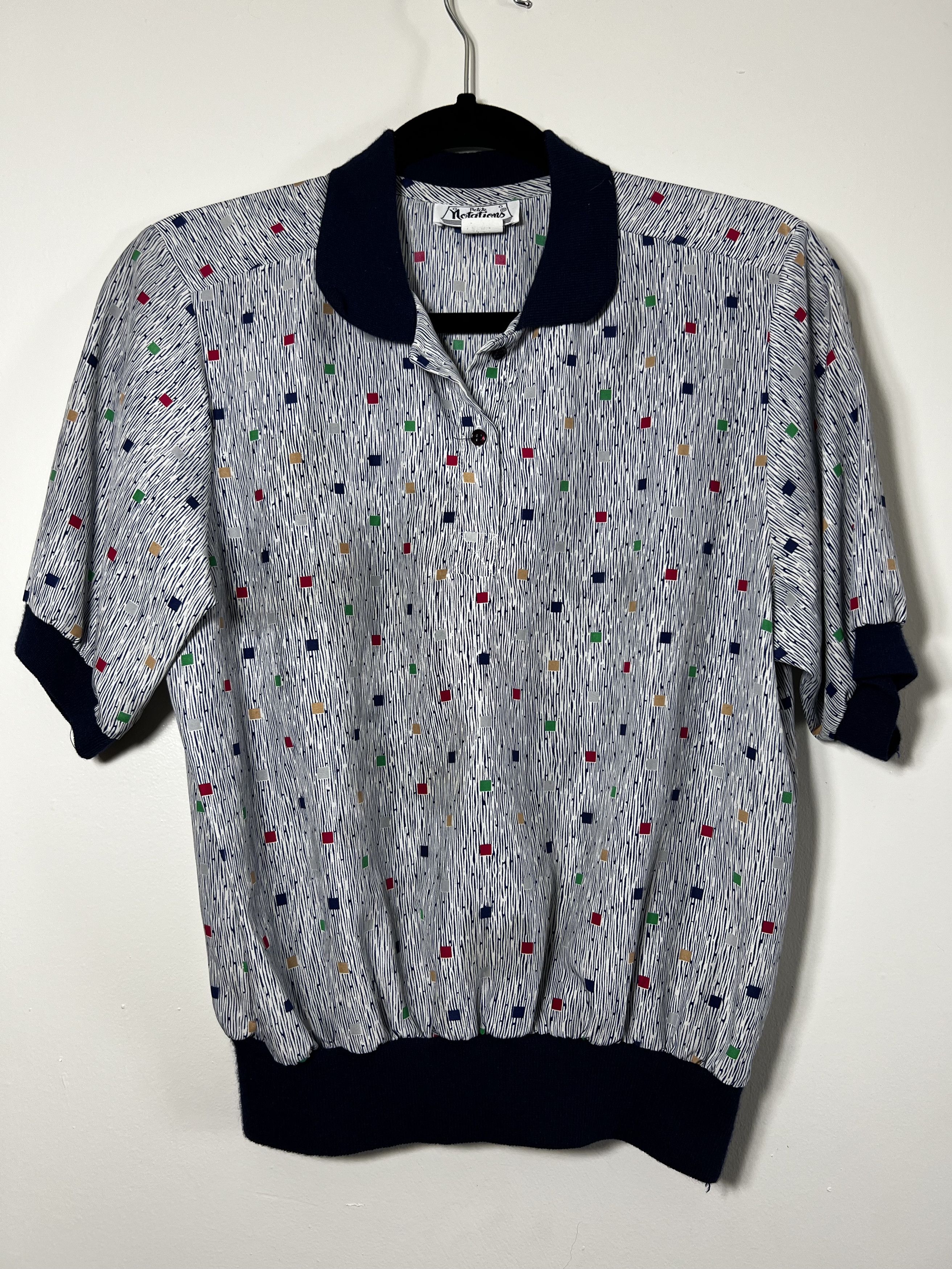 Other × Vintage Vintage 90's Petite Notations Geometric Patterned Blouse Size M / US 6-8 / IT 42-44 - 1 Thumbnail