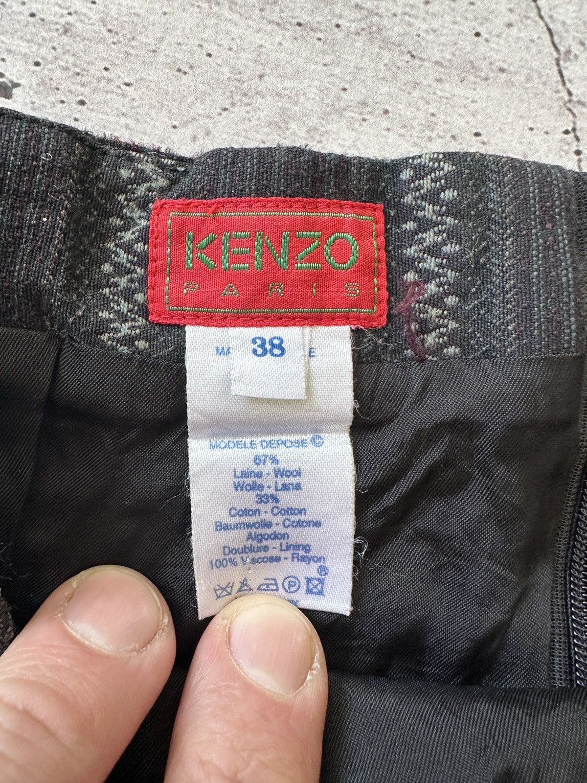 Kenzo × Vintage Vintage Kenzo Wool Mini Skirt Size 27" / US 4 / IT 40 - 5 Thumbnail