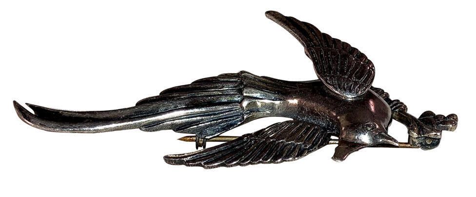 Designer Mexican Sterling Silver Bird Perching on Branch Pin Size ONE SIZE - 3 Thumbnail