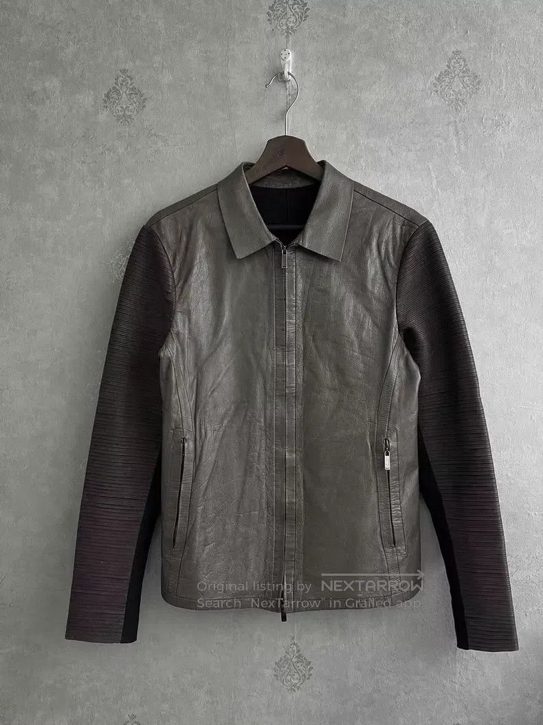 Emporio Armani EMPORIO ARMANI Twisted Sleeve Leather Jacket i Size US S / EU 44-46 / 1 - 1 Thumbnail