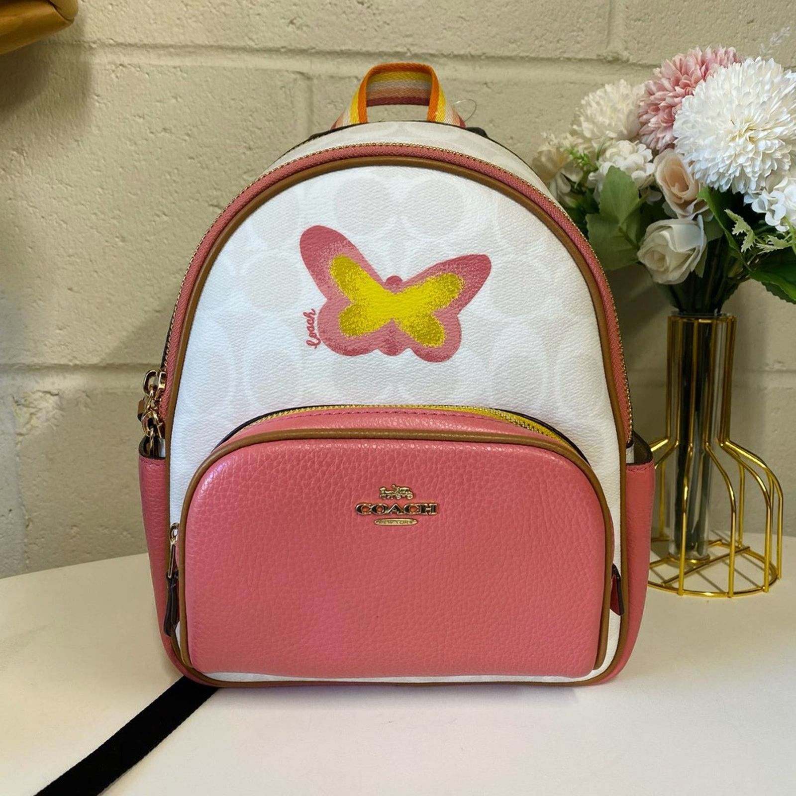 Coach Coach C8257 Mini Court Backpack In Sig Canvas In Chalk/Taffy Size ONE SIZE - 1 Thumbnail