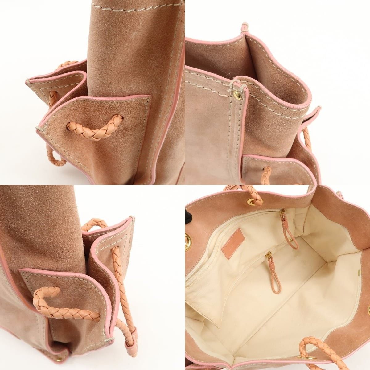 Loewe Loewe Logo Suede Tote Pink Size ONE SIZE - 7 Thumbnail
