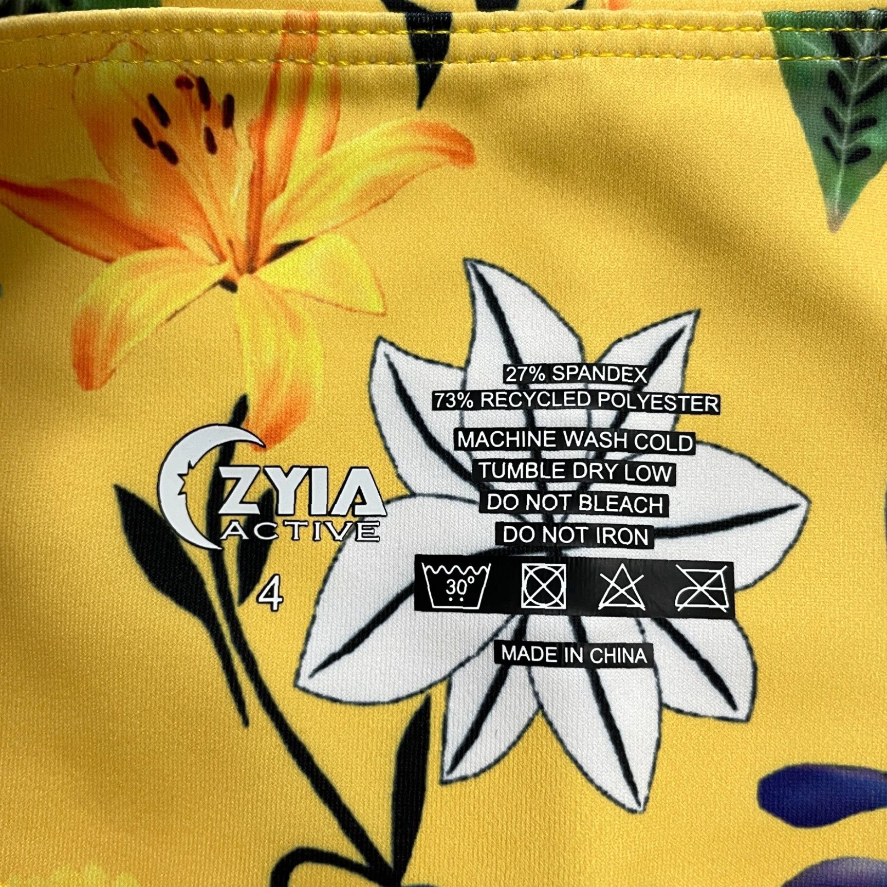 Vintage Zyia Active Compression Leggings Womens 4 Yellow Floral Athletic Yoga Leggings Skinny Size 27" / US 4 / IT 40 - 4 Thumbnail