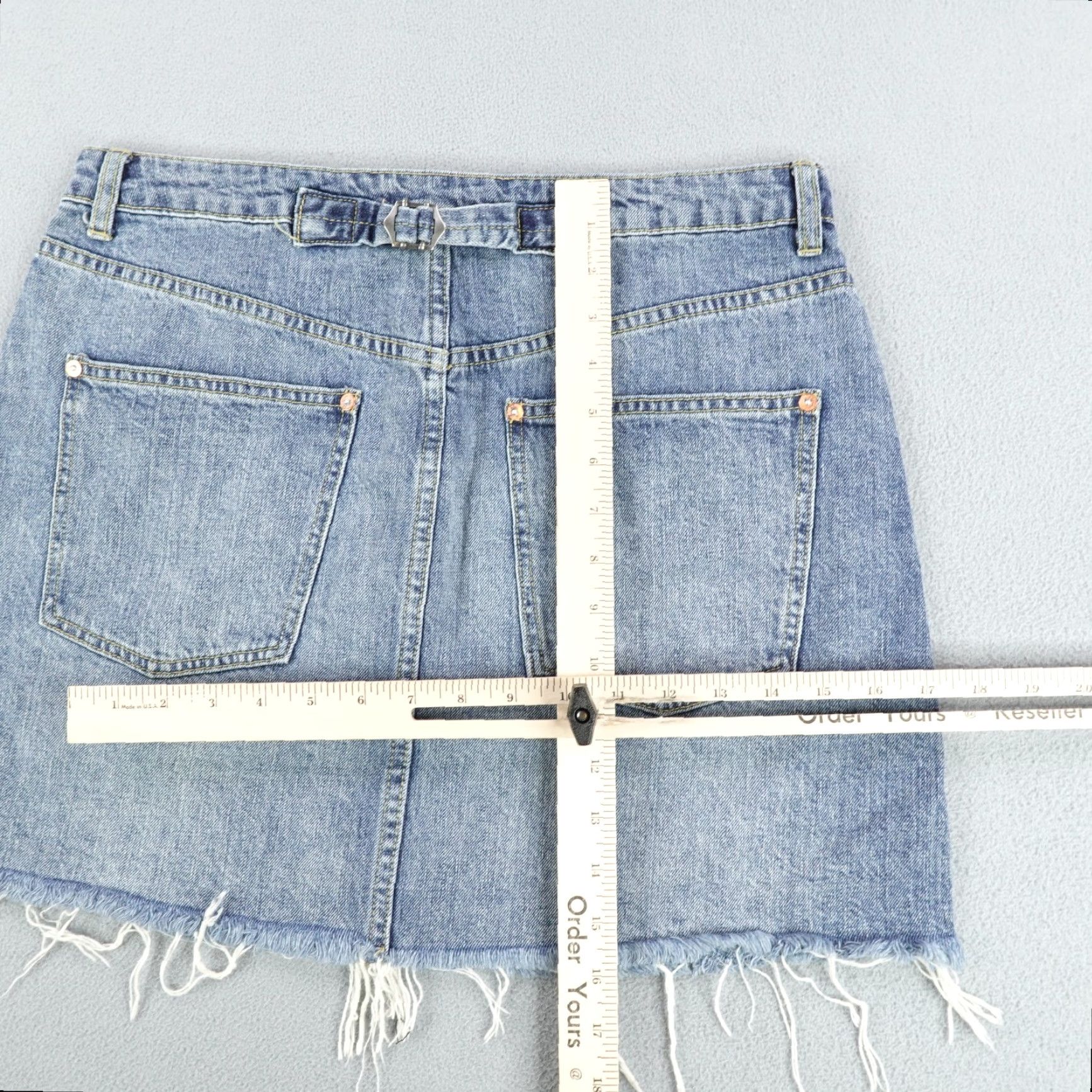 Free People VINTAGE Free People Womens Skirt Short Denim Blue Fringe 31 Bohemian Festival Casual Size 24" / US 00 / IT 34 - 7 Thumbnail