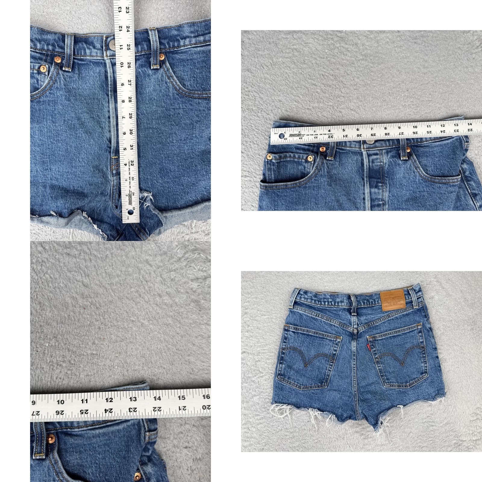 Levi's Levis Premium Ribcage Shorts Womens 29 Blue Denim Button Fly High Rise 5-Pocket Casua l Shorts Size 29" - 9 Thumbnail