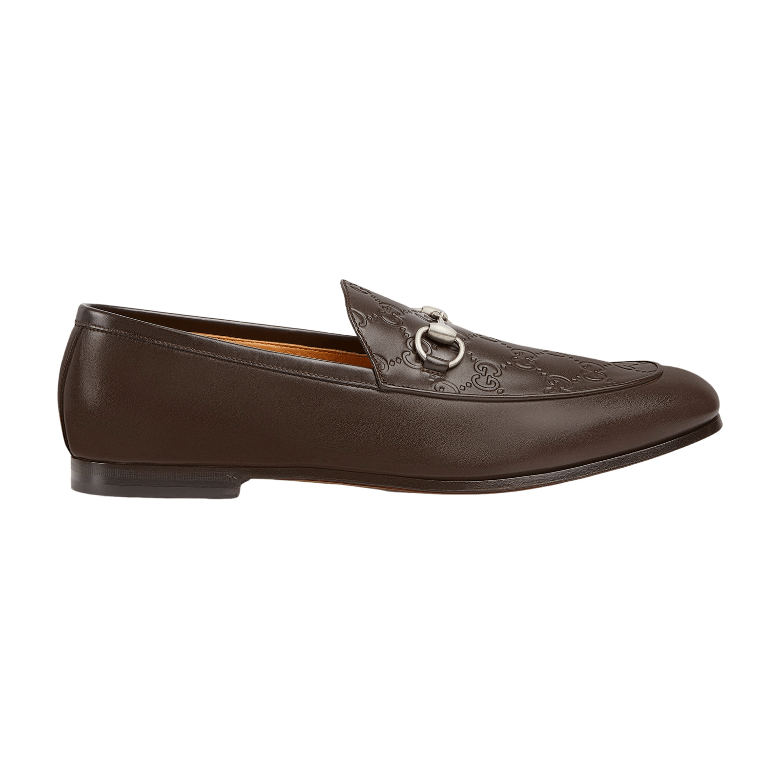 Brown Name Brand Dress Shoes GUCCI Men's Dark Brown GG Leather Horsebit  Loafers Formal Shoes