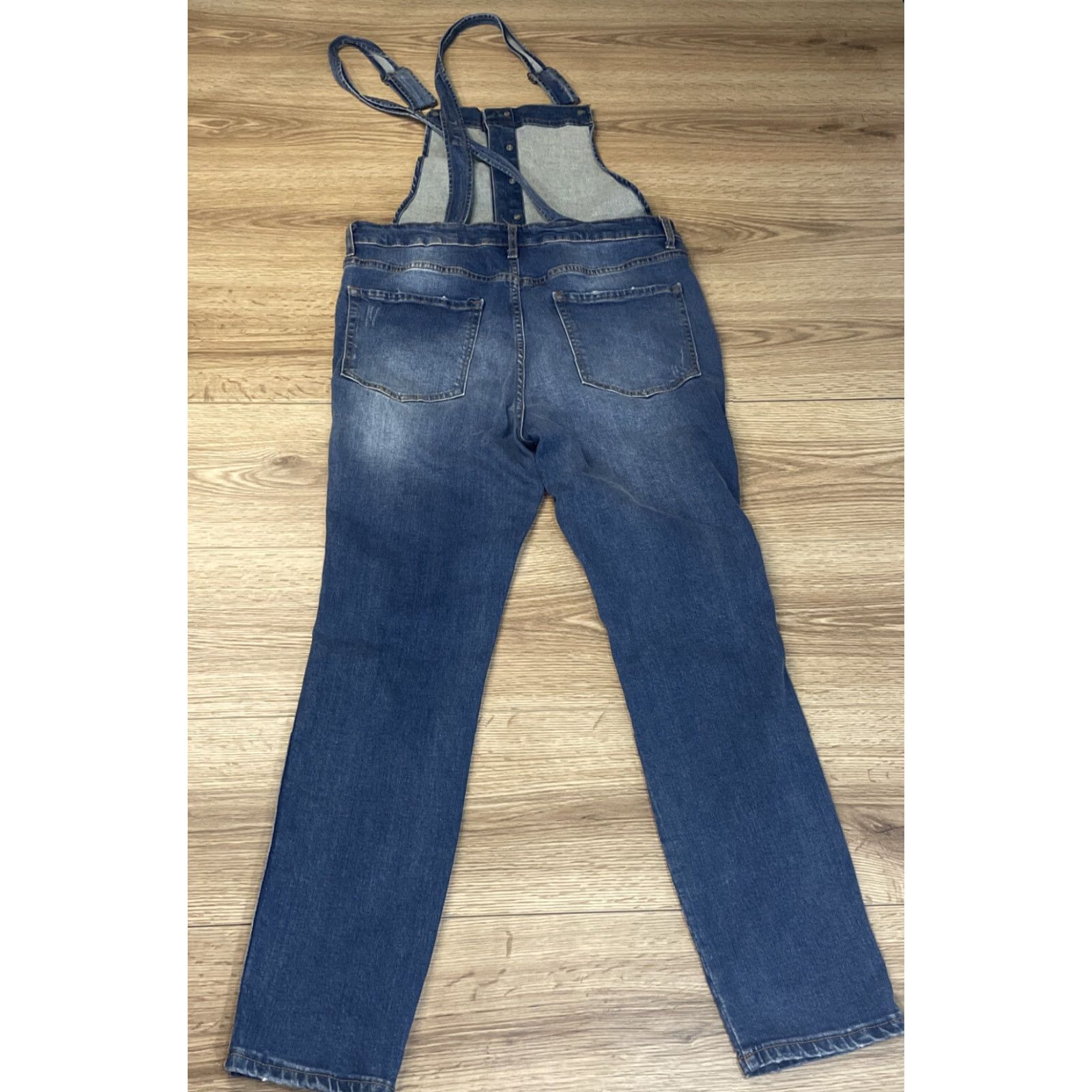 Aeropostale VINTAGE Aeropostale Denim Bib Overalls Womens XL Medium Wash Distressed 80s 90s Festival Bohemian Grunge Size 40" / US 18 - 7 Thumbnail