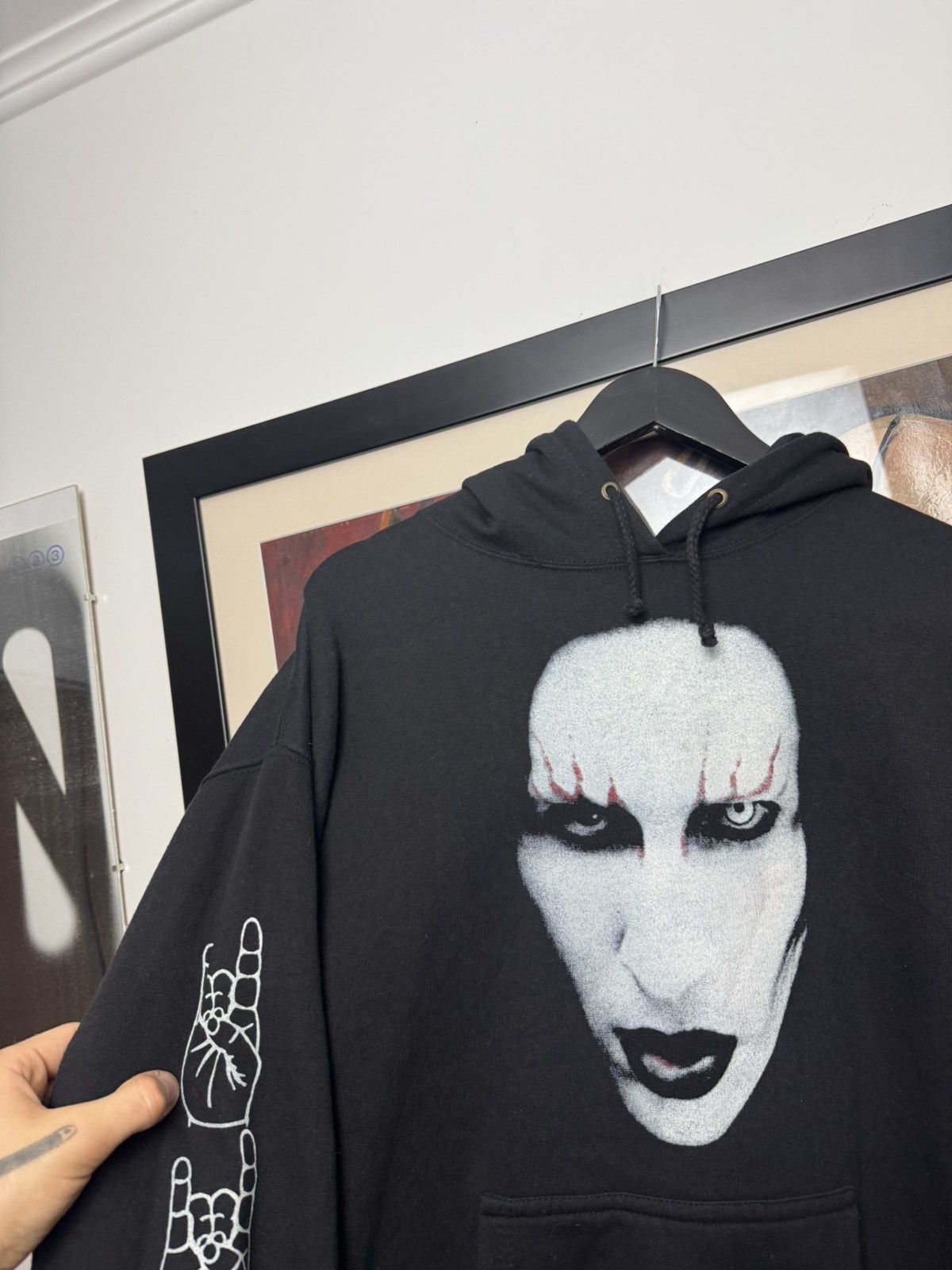 Vintage Vintage 90s Marilyn Manson Hoodie Vote Satan 666 Band Death Size US L / EU 52-54 / 3 - 3 Thumbnail