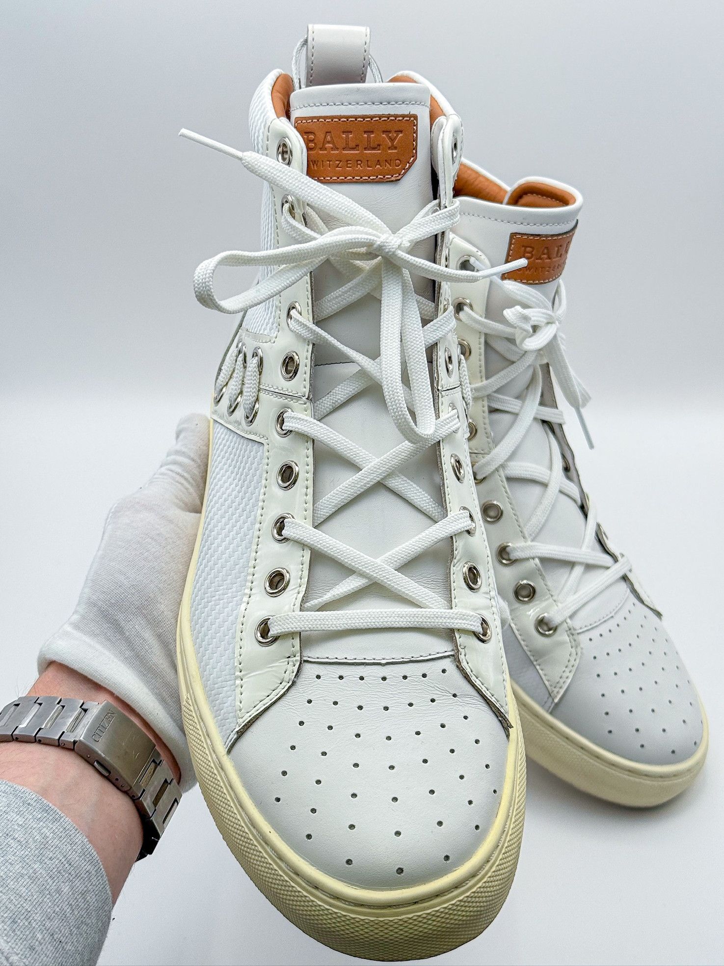 Bally Bally Hekem White Leather Lace-Up Hi-Top Sneakers Size US 9 / EU 42 - 3 Thumbnail
