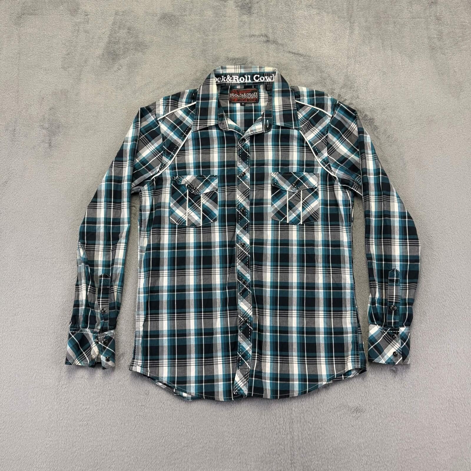 Other Rock & Roll Cowboy Men's Plaid Westren Snap Shirt Size ONE SIZE - 1 Thumbnail