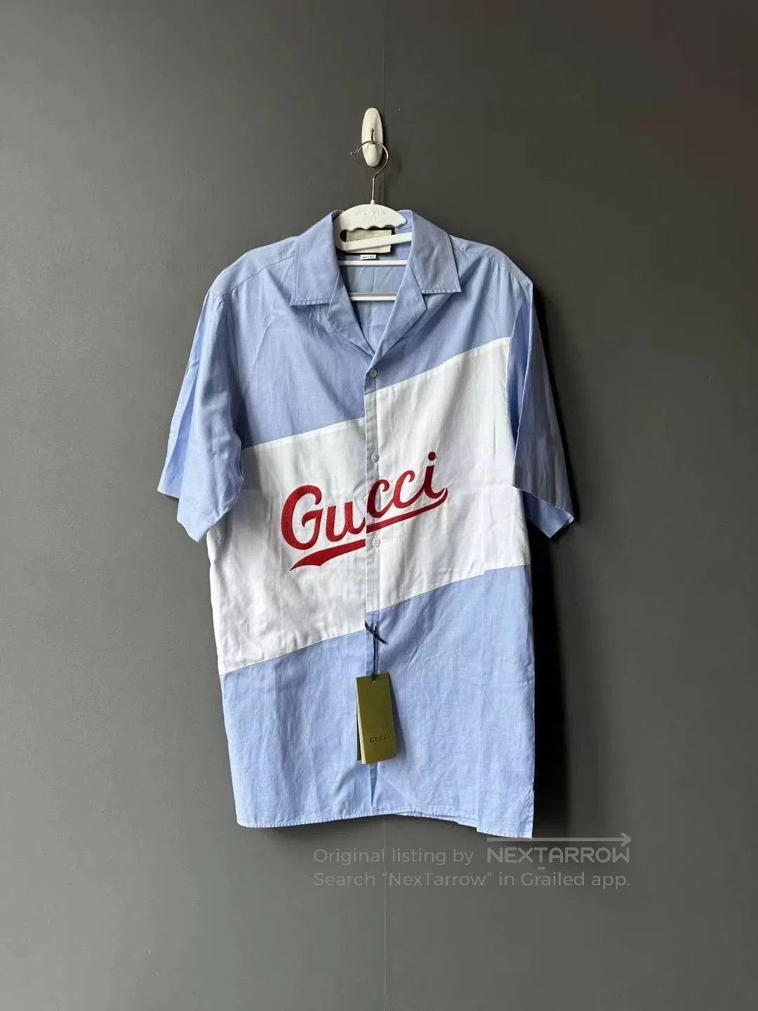 Gucci Gucci Blue White Cola Embroidery Shirt. Size US S / EU 44-46 / 1 - 1 Thumbnail