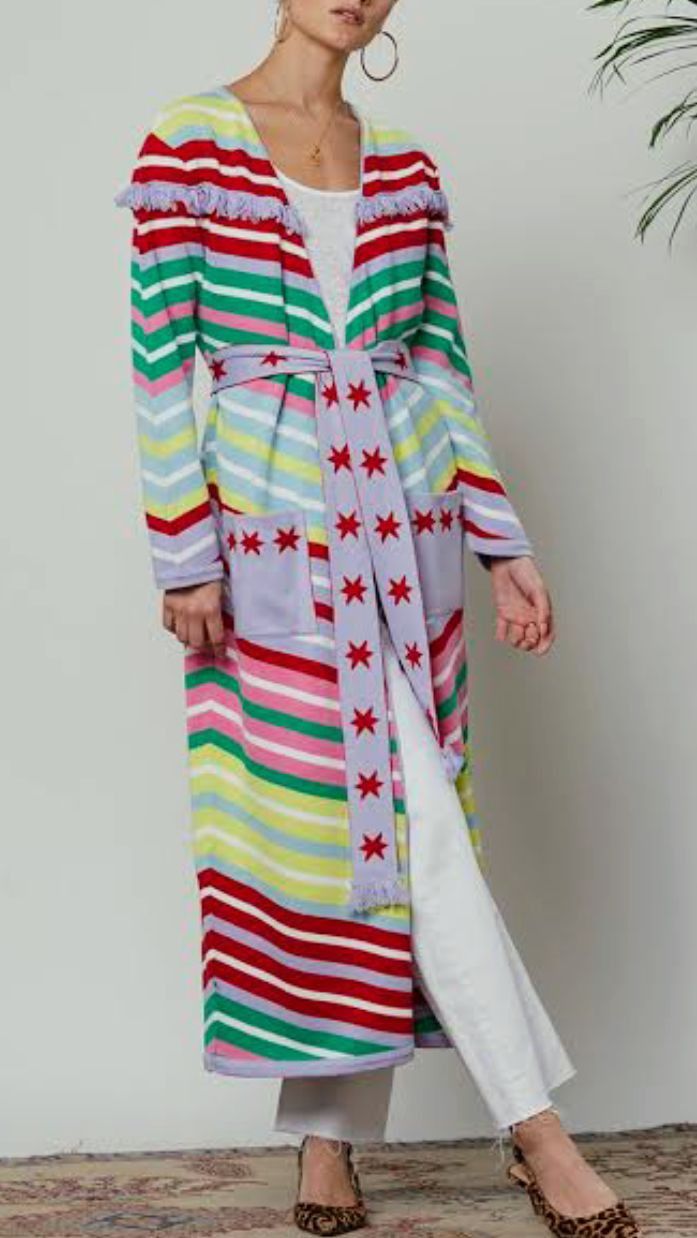 Japanese Brand Hayley Menzies Jacquard Candy Cane Long Cotton Cardigan Size M / US 6-8 / IT 42-44 - 1 Thumbnail