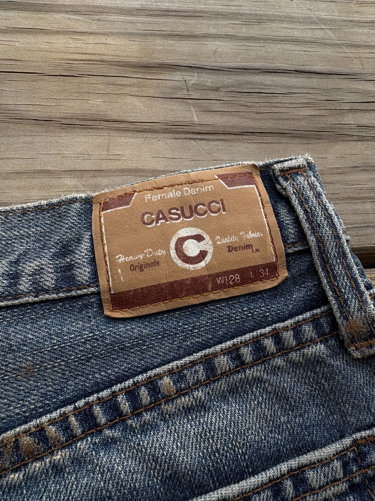 If Six Was Nine × Tornado Mart Casucci Gold Wash Blue Flared Jeans Size 28" / US 6 / IT 42 - 3 Thumbnail