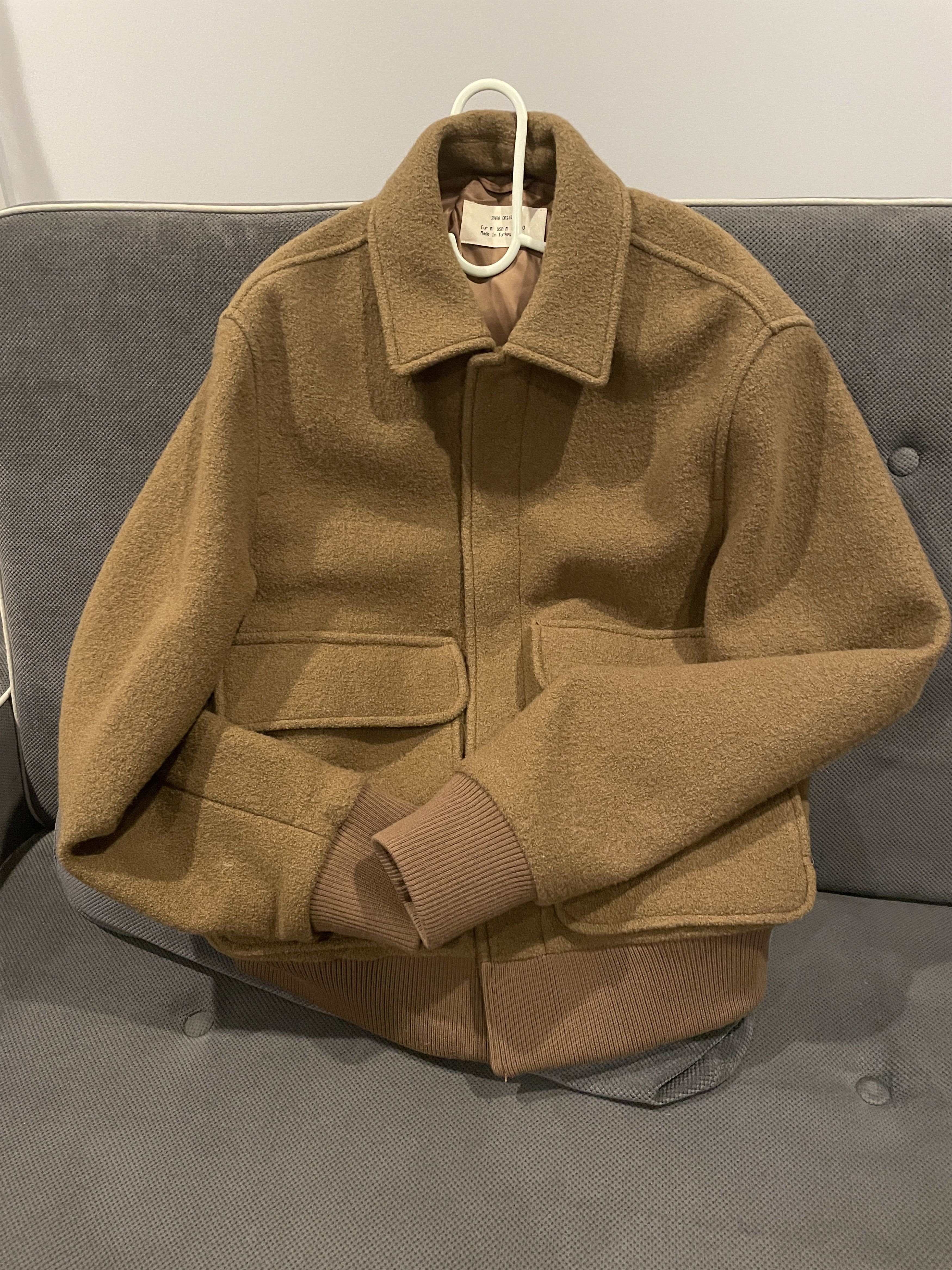 Zara zara origins beige 100% wool bomber Size US M / EU 48-50 / 2 - 1 Thumbnail