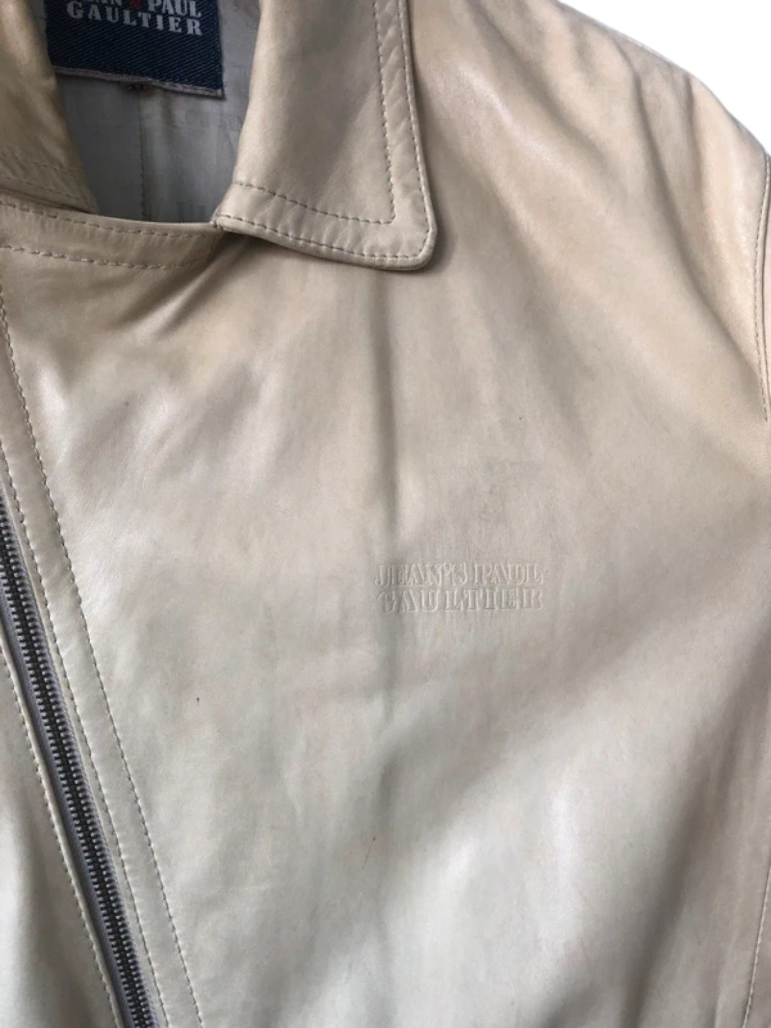 Jean Paul Gaultier Jean’s Paul Gaultier Beige Zip Leather Jacket, 1990s Size US L / EU 52-54 / 3 - 6 Thumbnail