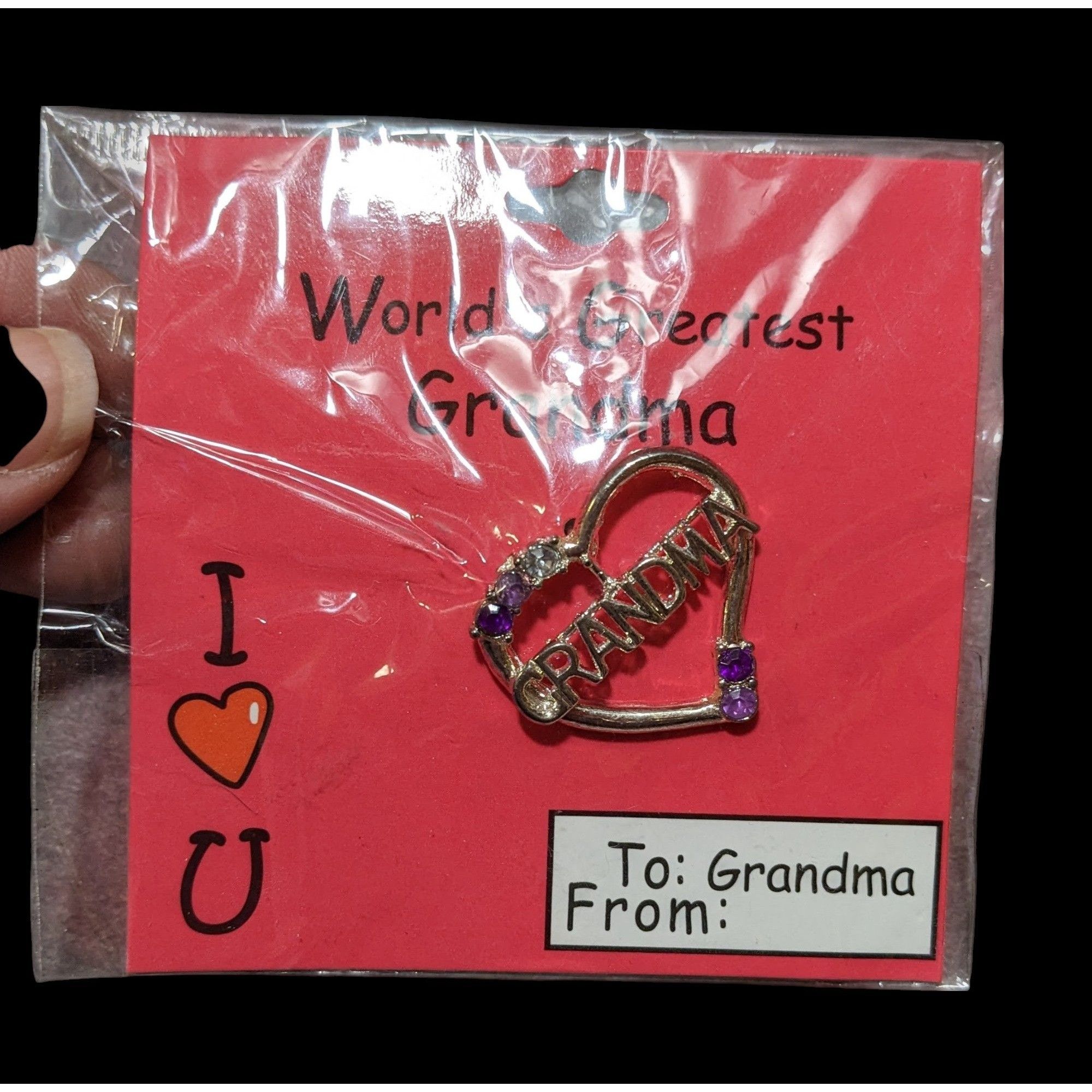 Other I Love. You Grandma Purple And Silver Rhinestone Heart Lapel Size ONE SIZE - 1 Thumbnail