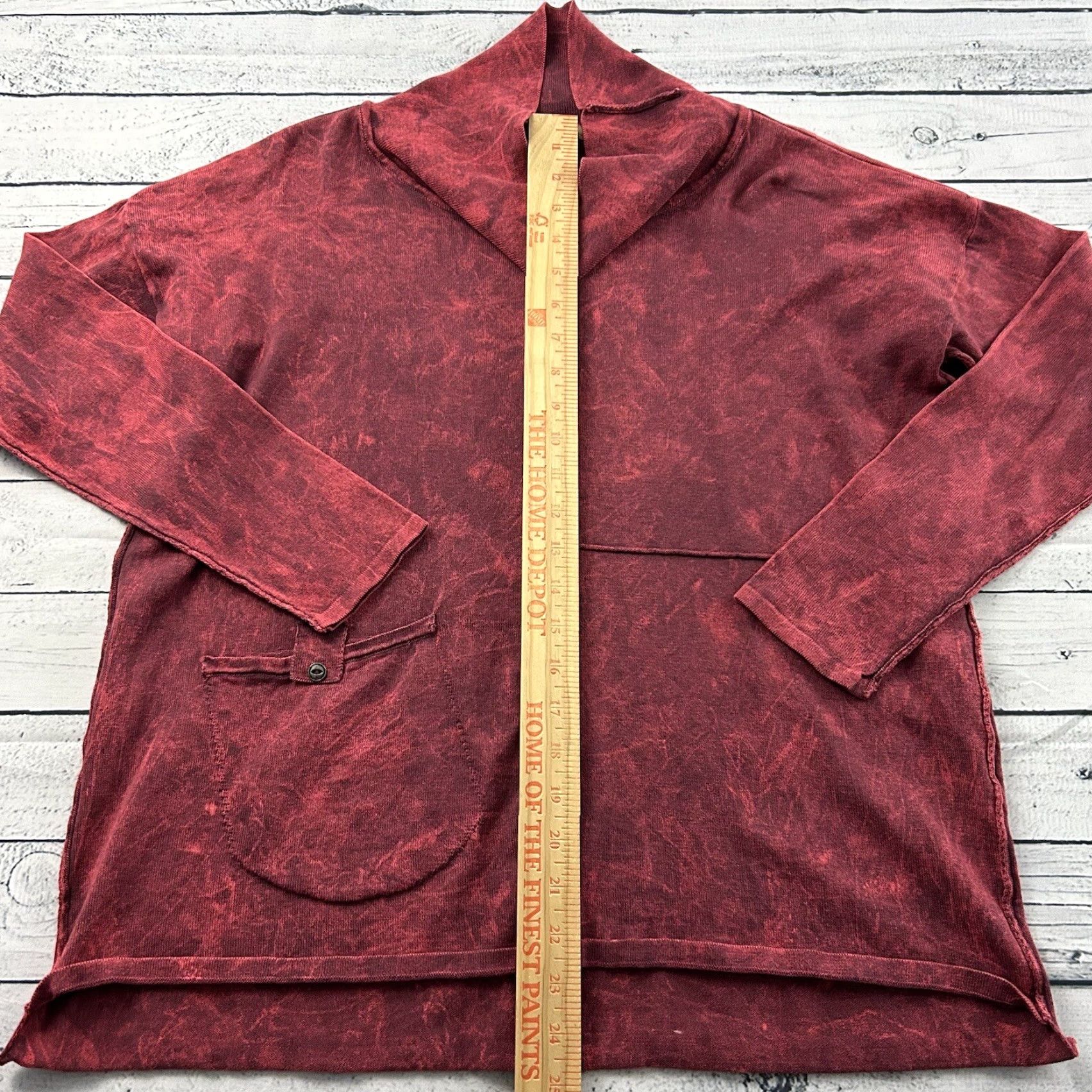 Soft Surroundings Soft Surroundings Shirt Women's Medium Red Long Sleeve Pigment Dyed Button-Up Solid Modern Shirt Womens M Red Size M / US 6-8 / IT 42-44 - 3 Thumbnail