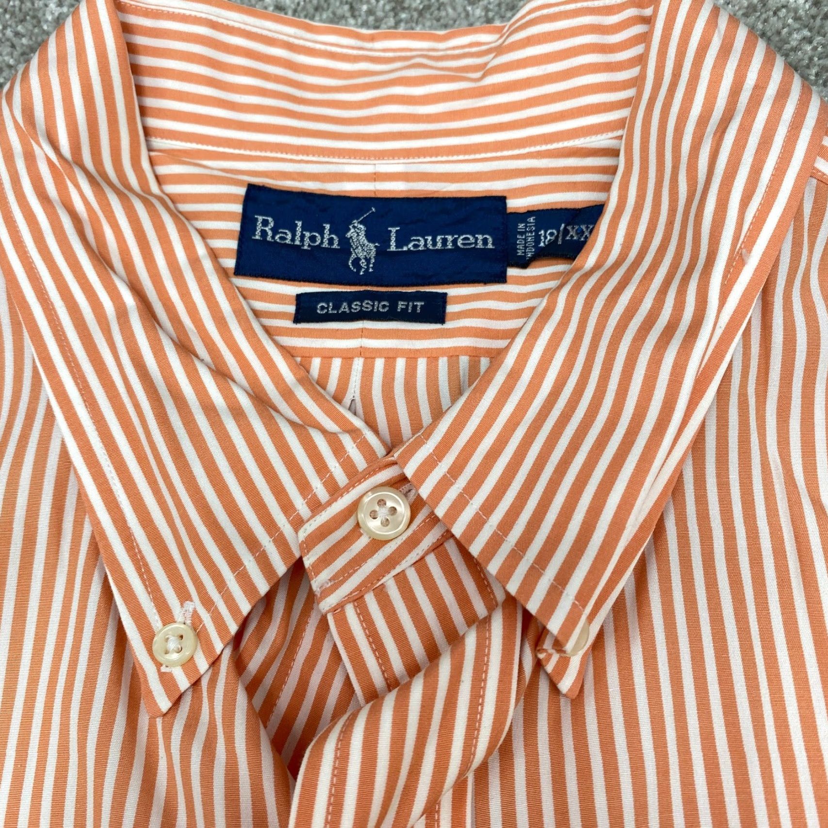 Ralph Lauren Ralph Lauren Classic Fit Long Sleeve Button Up Mens 2XL Orange White Striped Shirt Size US XXL / EU 58 / 5 - 5 Thumbnail