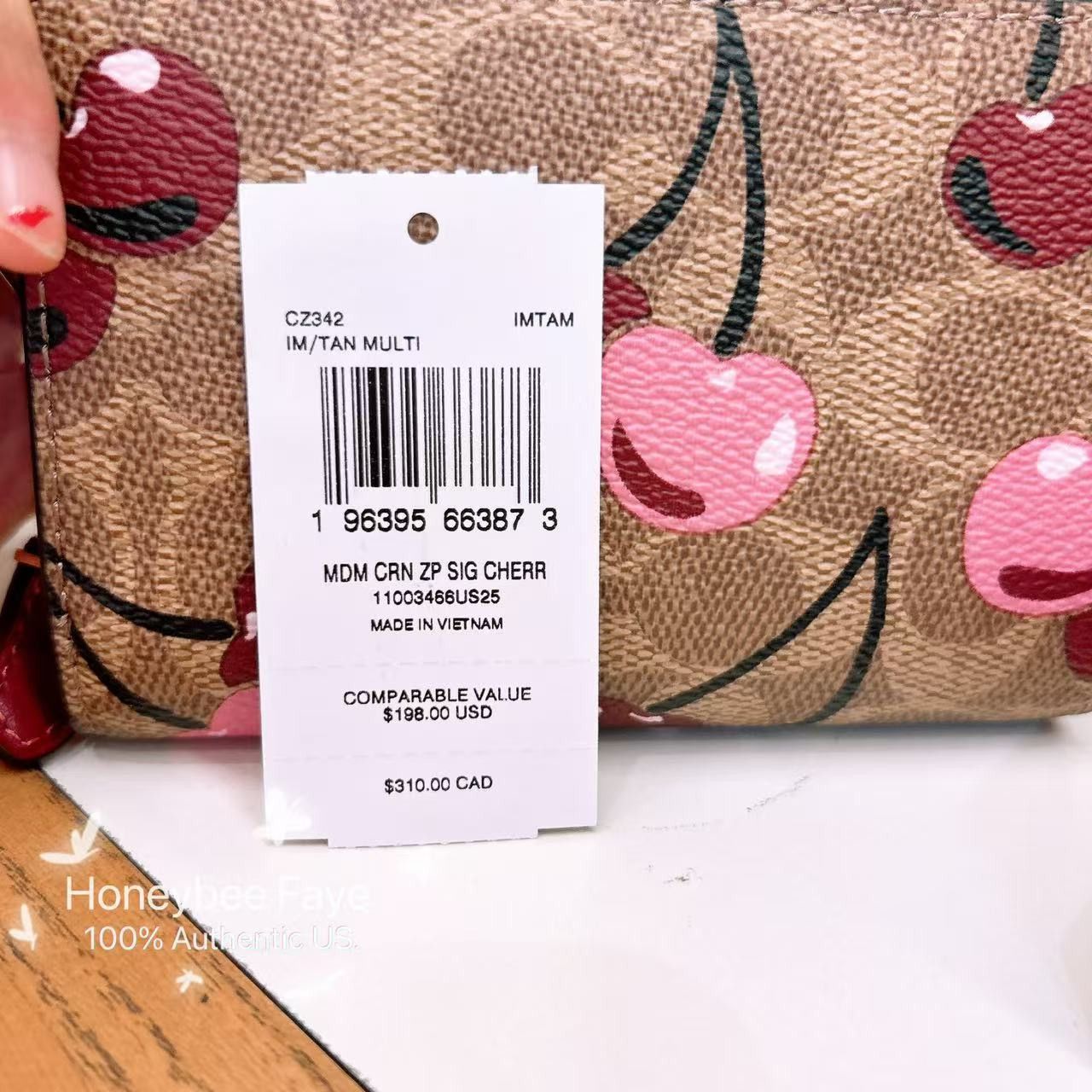 Coach 🍒 Medium Corner Zip Wallet In Signature Canvas Cherry CZ342 Size ONE SIZE - 5 Thumbnail