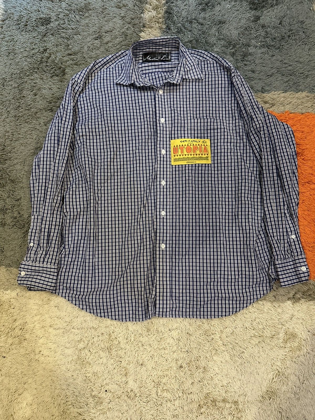 Martine Rose Martine Rose FW18 Boyfriend Utopia Logo Button Shirt Size US XL / EU 56 / 4 - 1 Thumbnail