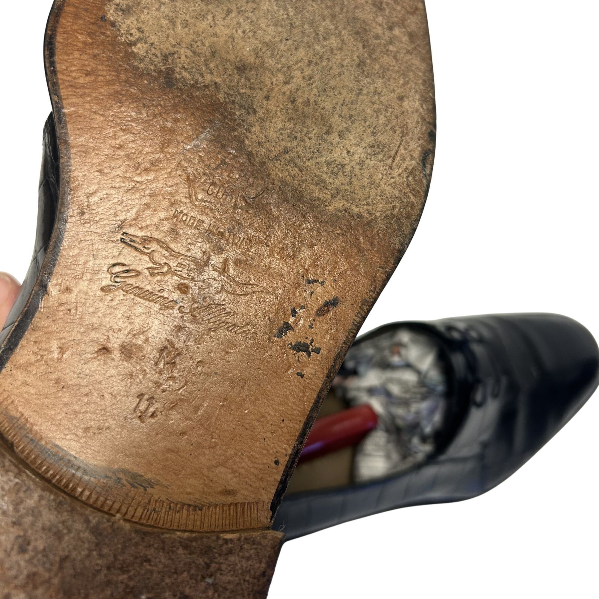 Designer Luxor Italy Men's Genuine ALLIGATOR Skin DRESS Shoe Plain To Size US 11 / EU 44 - 8 Thumbnail