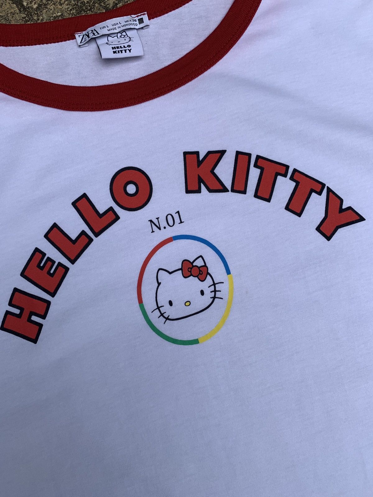 Anime × Cartoon Network × Zara Zara x Hello Kitty Spell Out Arch Small Icon Logo Ringer Top Size L / US 10 / IT 46 - 3 Thumbnail