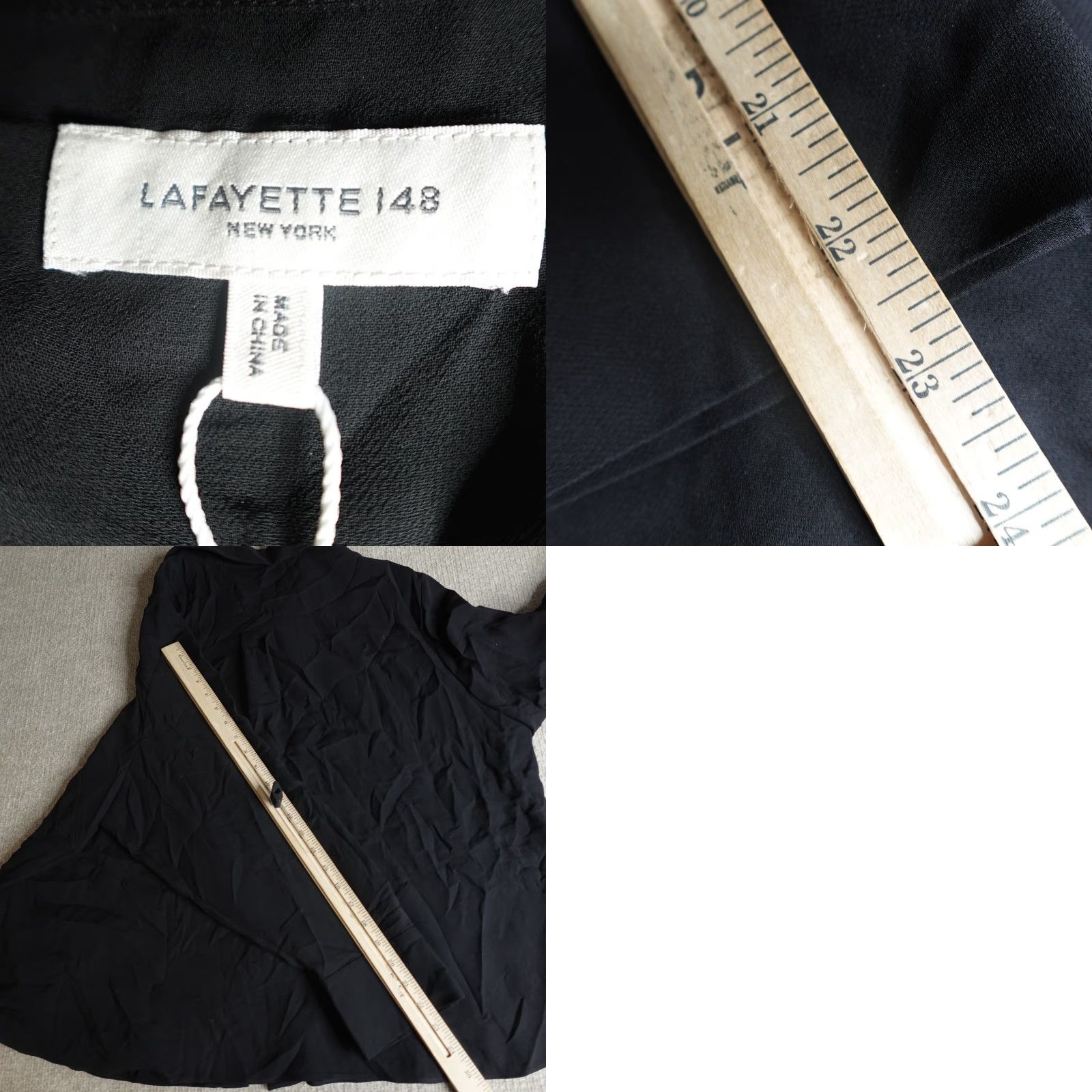 Vintage Lafayette 148 New York Shirt 3X Black Silk Blouse Womens Plus Regular Long Sleeve Georgette 100% Silk Shirt Size XXL / US 16-18 / IT 52-54 - 8 Thumbnail