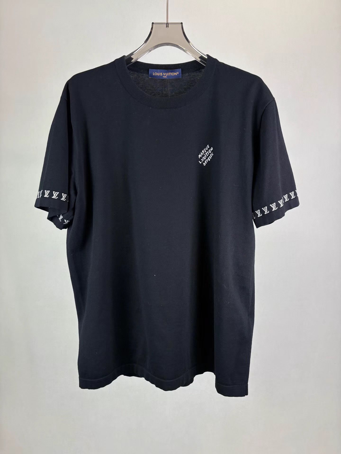 Louis Vuitton LV Black Knit Short Sleeve With Full Logo Cuffs K1 Size US XL / EU 56 / 4 - 1 Thumbnail