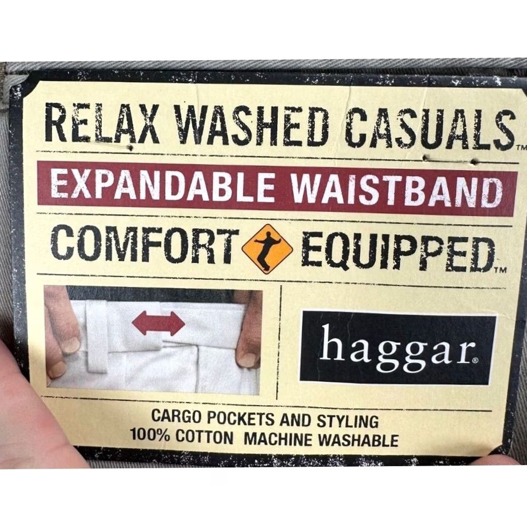 Haggar Haggar Cargo Shorts Mens 40 Tan Relaxed Beig e 100% Cotton Elastic Waist Pockets Khakis NEW Size US 40 / EU 56 - 3 Thumbnail