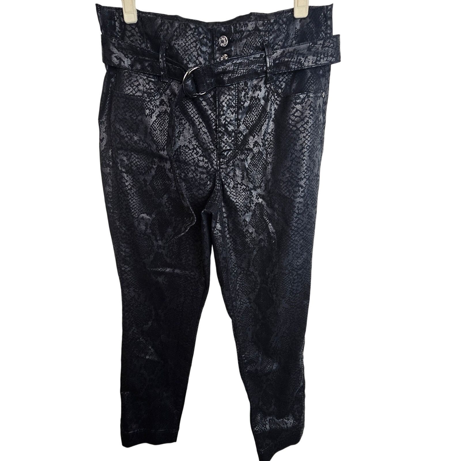 White House Black Market White House Black Market Pants 10 Black Snakeskin Extra High Size 32" / US 10 / IT 46 - 1 Thumbnail