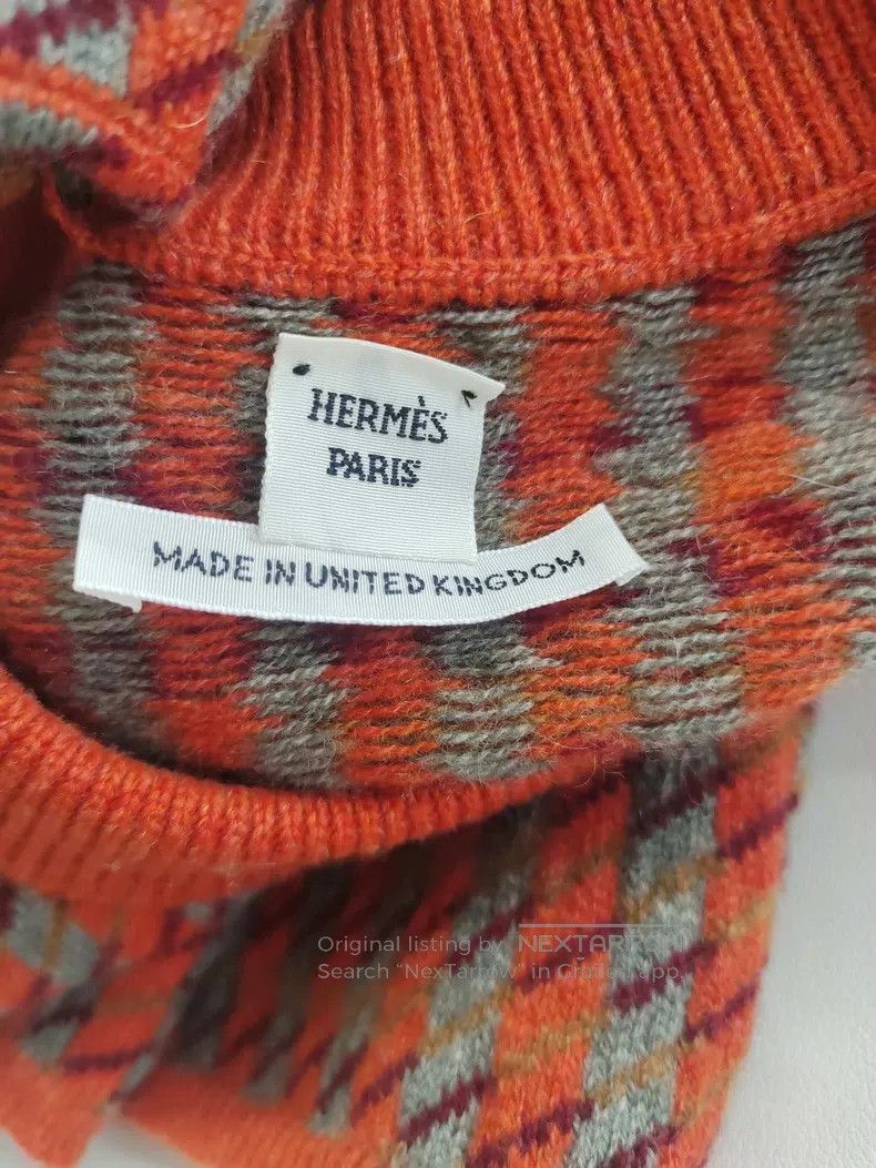 Hermes Hermes Orange Cashmere Houndstooth Scarf Sweater Size XXS / US 00 / IT 34 - 3 Thumbnail