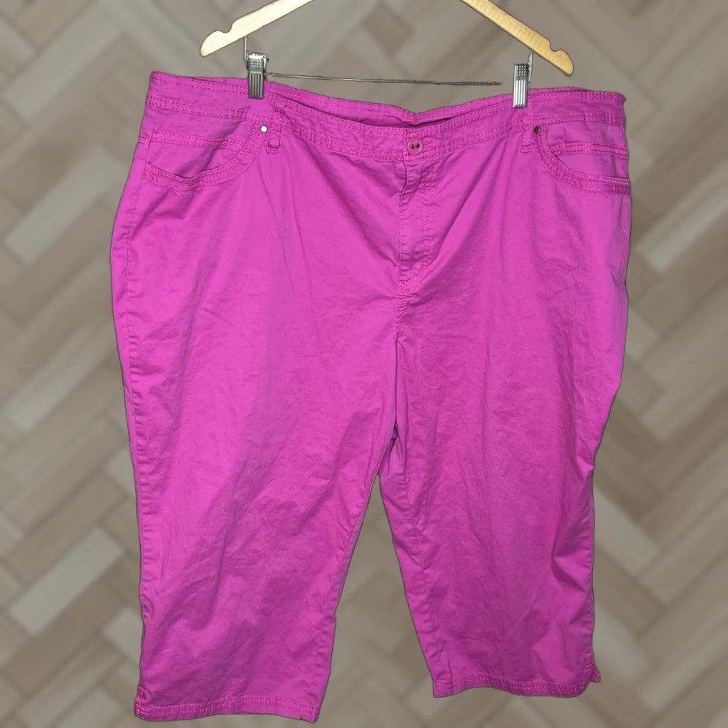 Avenue VINTAGE Womens Avenue Plus Size Pink Pants 24W Dress Pants Tapered Stretch High Rise Flat Front Knits Polyester Spandex Spring Summer Fall Womens Size 42" / US 20 - 1 Thumbnail
