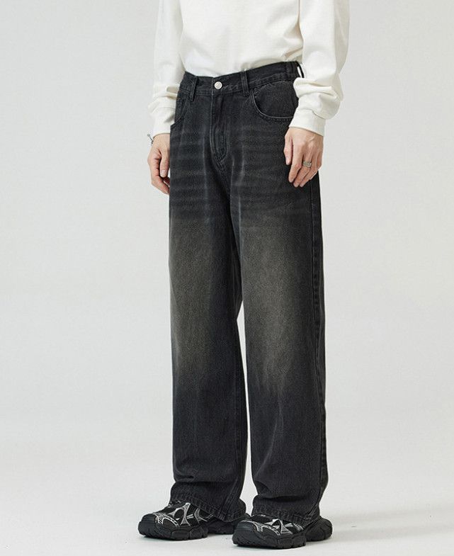 Japanese Brand Men's retro baggy wide-leg straight jeans Size US 34 / EU 50 - 2 Thumbnail