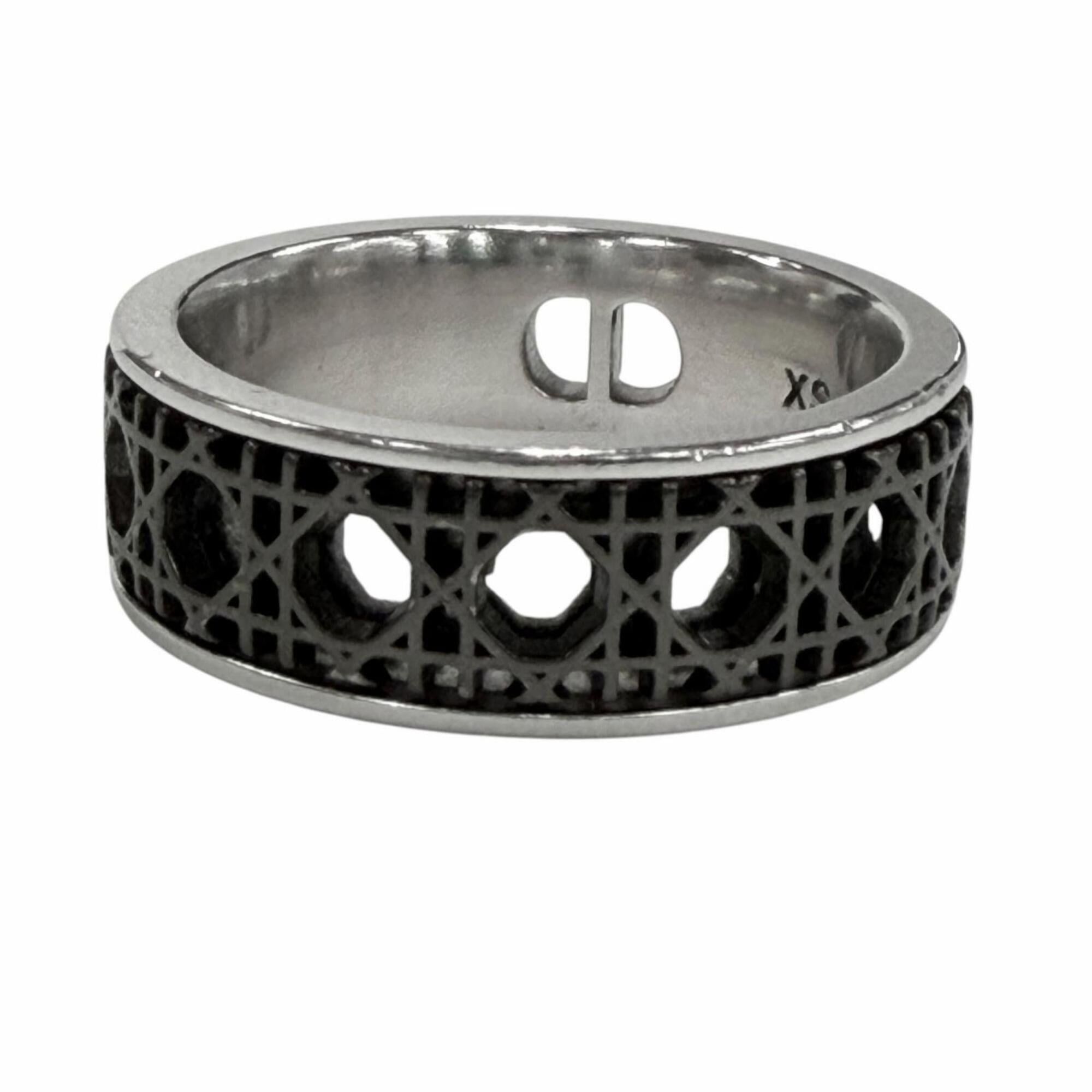 Christian Dior Monsieur DIOR Homme 25-26AW R2425HOMST Cannage AG925 Ring, Worn by BTS Jimin, Silver, Black, Size XS, Comes with Box and Dust Bag, Weight 7.1g, Men's Size ONE SIZE - 1 Thumbnail
