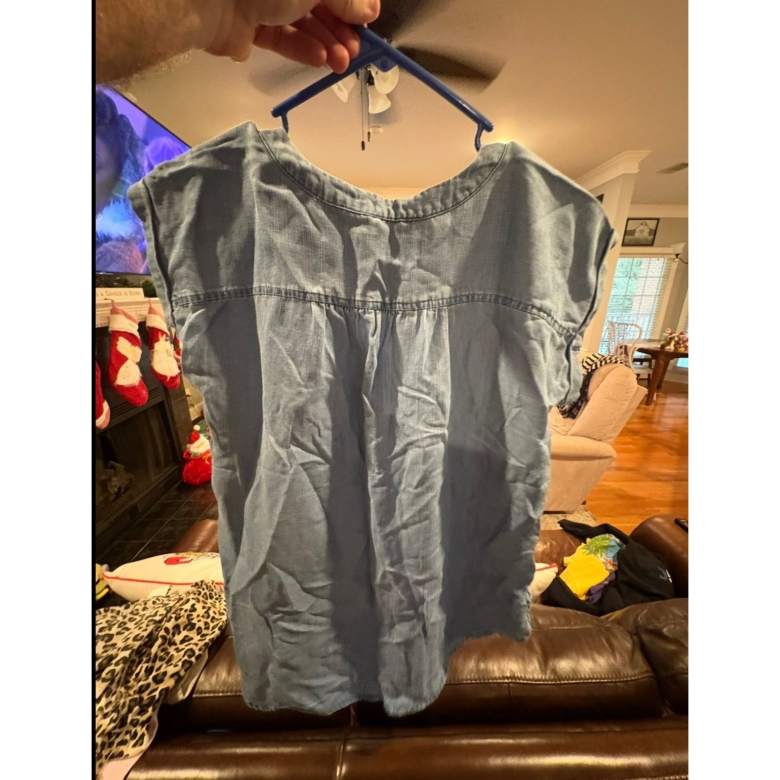 Loft LOFT Chambray Denim Button Front Blouse Women’s XS 0–2 Cap Size XS / US 0-2 / IT 36-38 - 4 Thumbnail