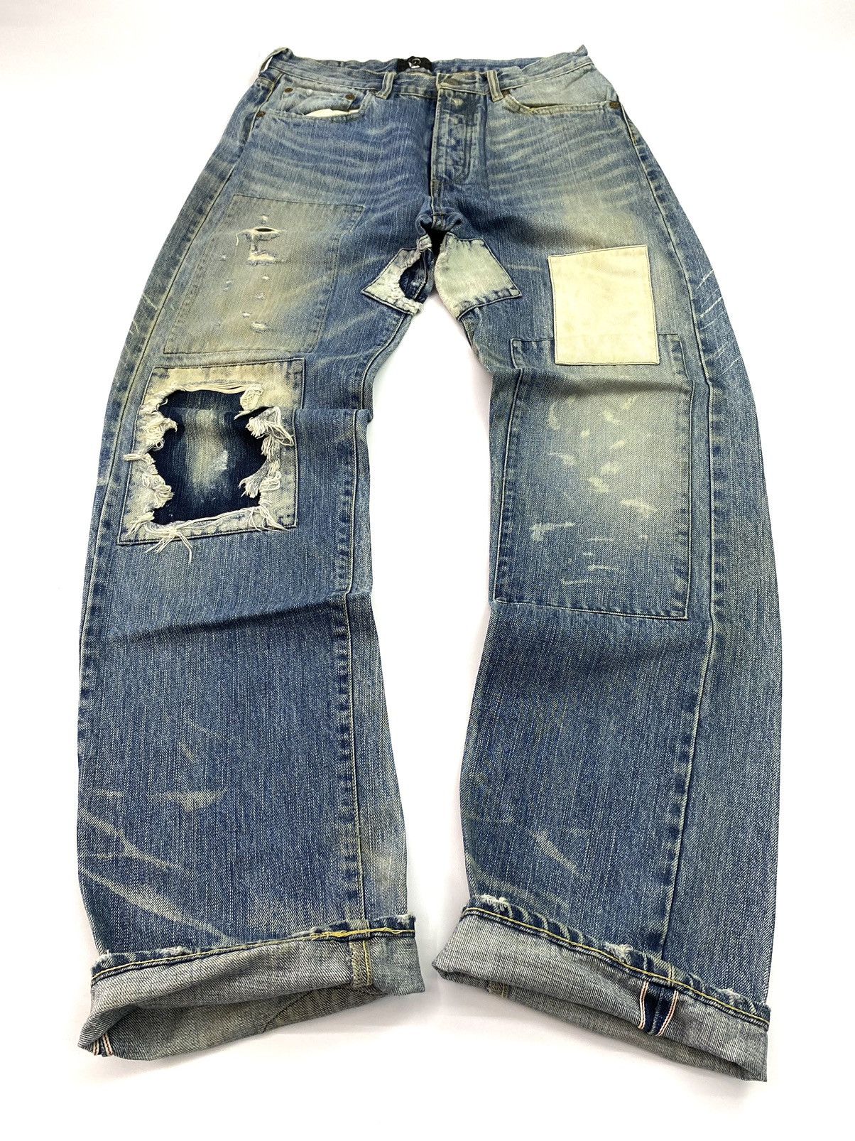 Jean × Vintage Selvedge patchwork jeans pant japanese brand Size US 30 / EU 46 - 1 Thumbnail