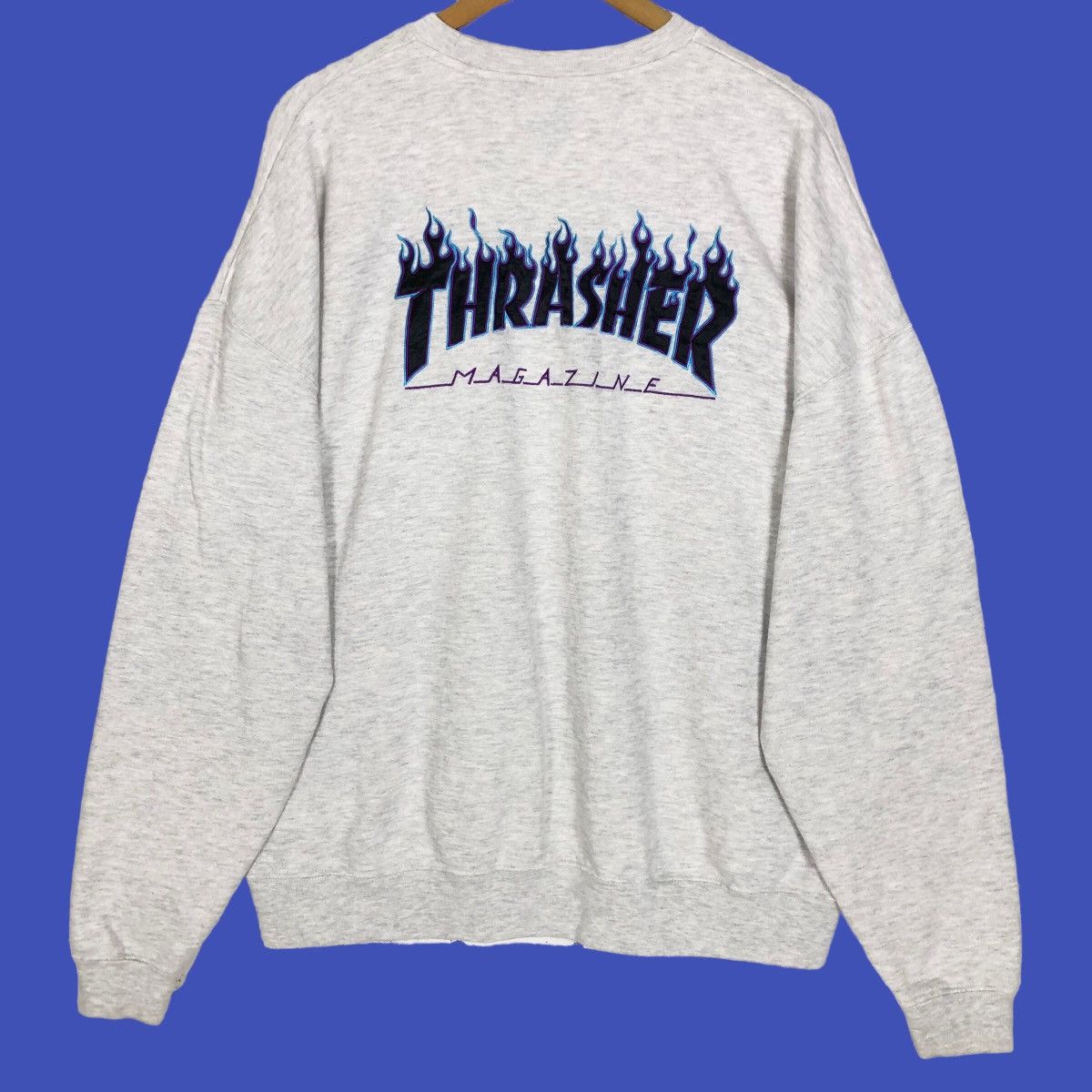 image of Thrasher Magazine Crewneck Sweatshirt Big Logo in White, Men's (Size Large)