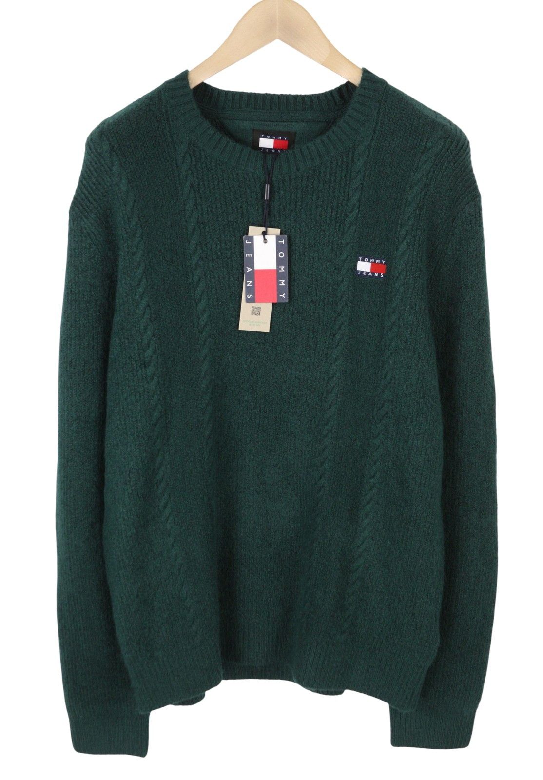 Tommy Hilfiger SLIM CABLE KNIT L Green Stretch Jumper 87383 Size US L / EU 52-54 / 3 - 1 Thumbnail