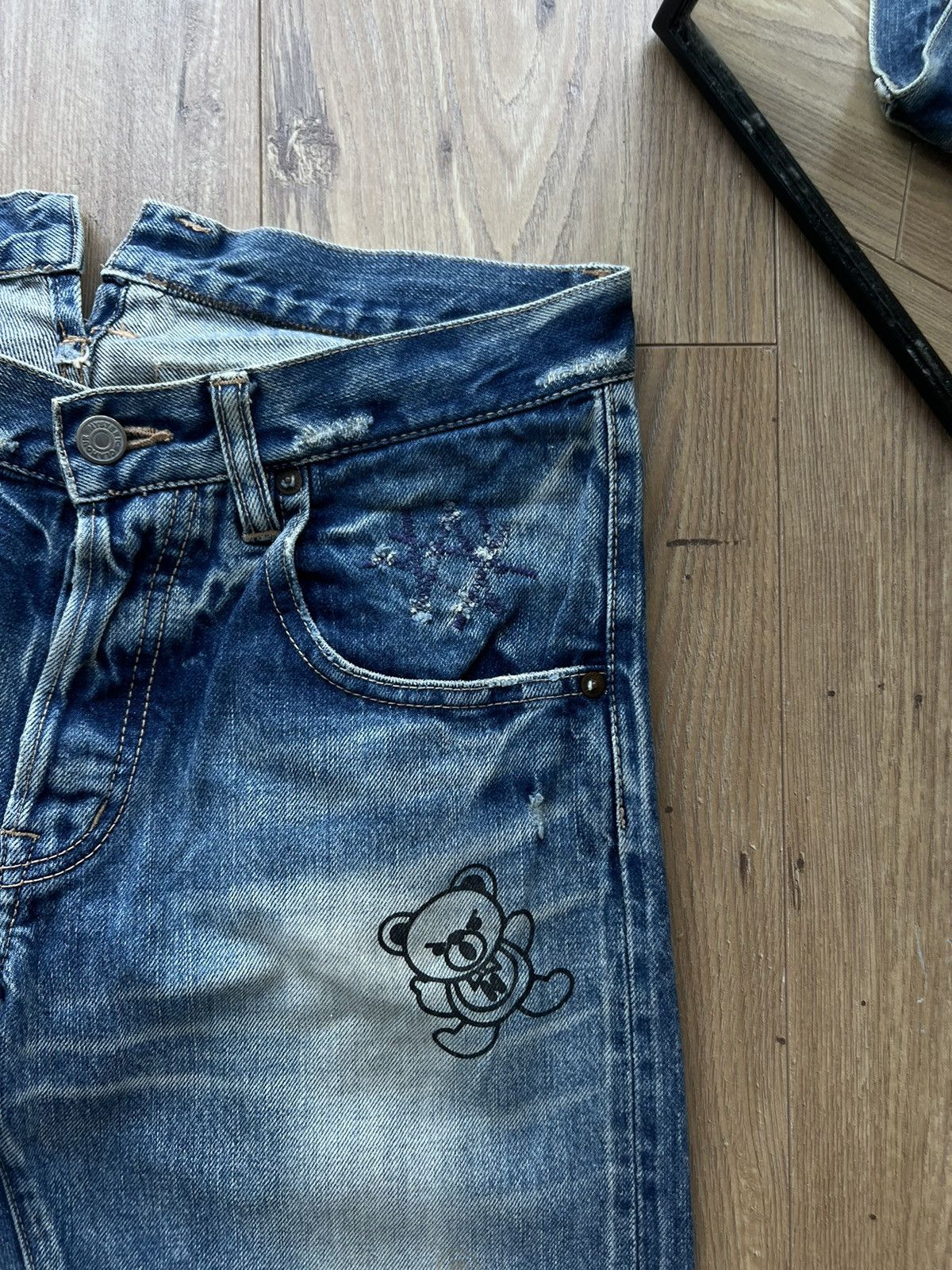 HYSTERIC GLAMOUR KINKY TEDDY BEAR SELVEDGE JEANS Y2K RARE