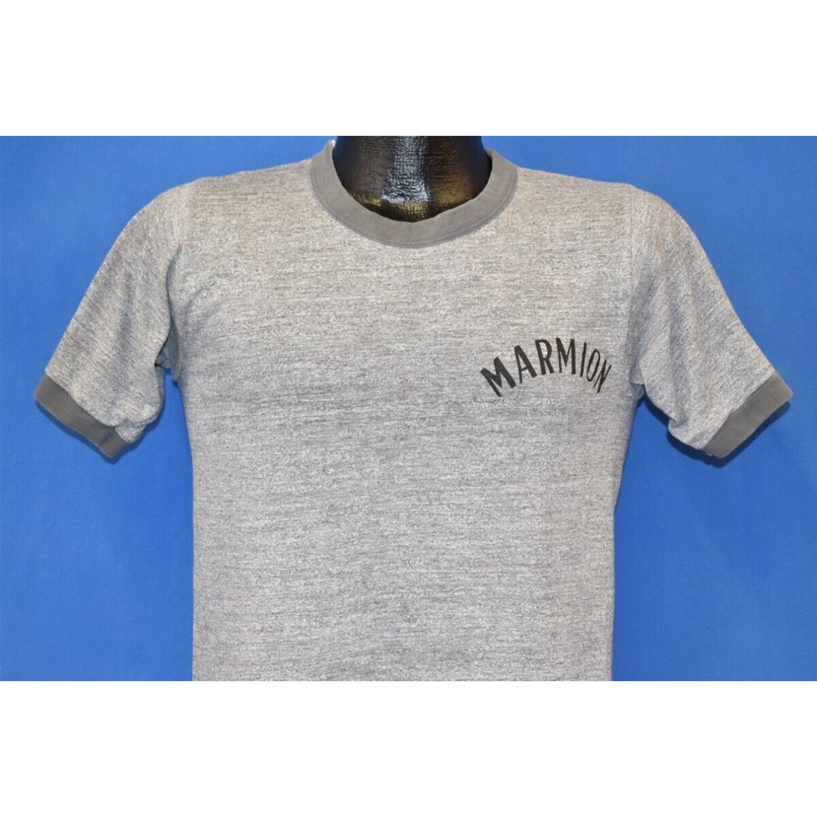 image of Vintage 70's Marmion Heather Gray Crewneck Ringer T-Shirt Small S in White, Men's