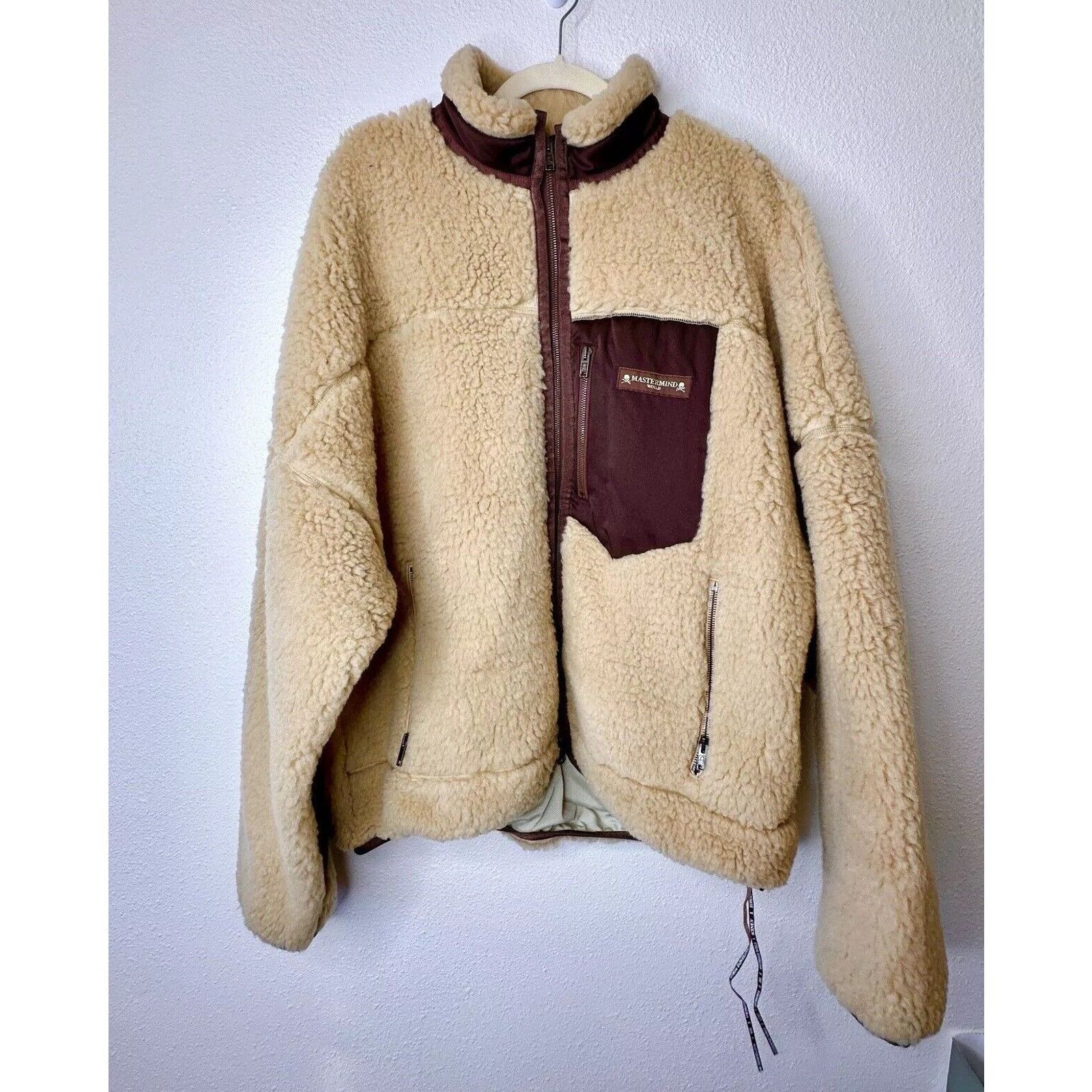 Mastermind World Mastermind World Tan Cashmere Sherpa Jacket Skull Crossbone Size M / US 6-8 / IT 42-44 - 3 Thumbnail