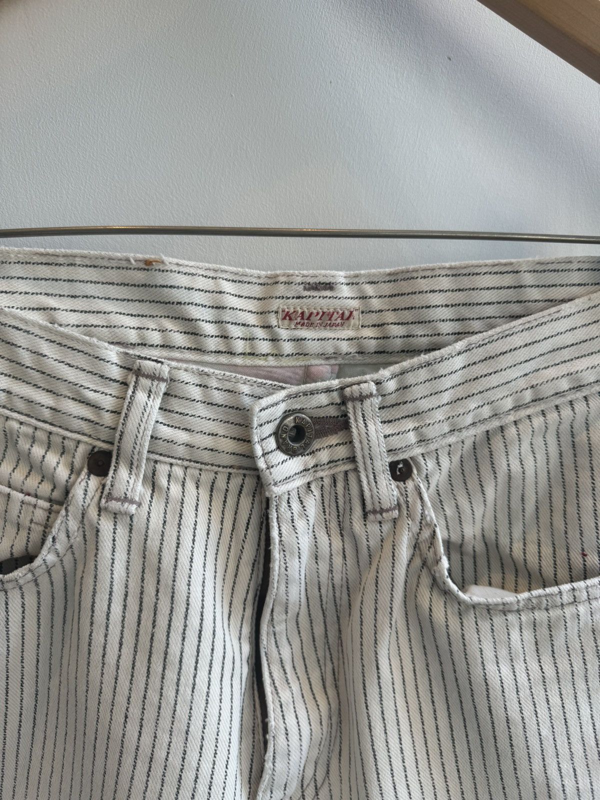 Kapital Kapital White Pinstripe Patchwork Denim Size 28" / US 6 / IT 42 - 2 Thumbnail