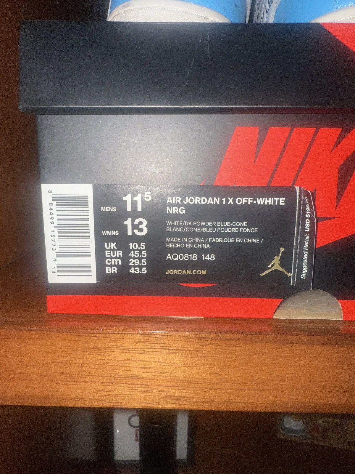 Nike × Off-White Off White X Nike Jordan 1 UNC Size US 11.5 / EU 44-45 - 7 Thumbnail