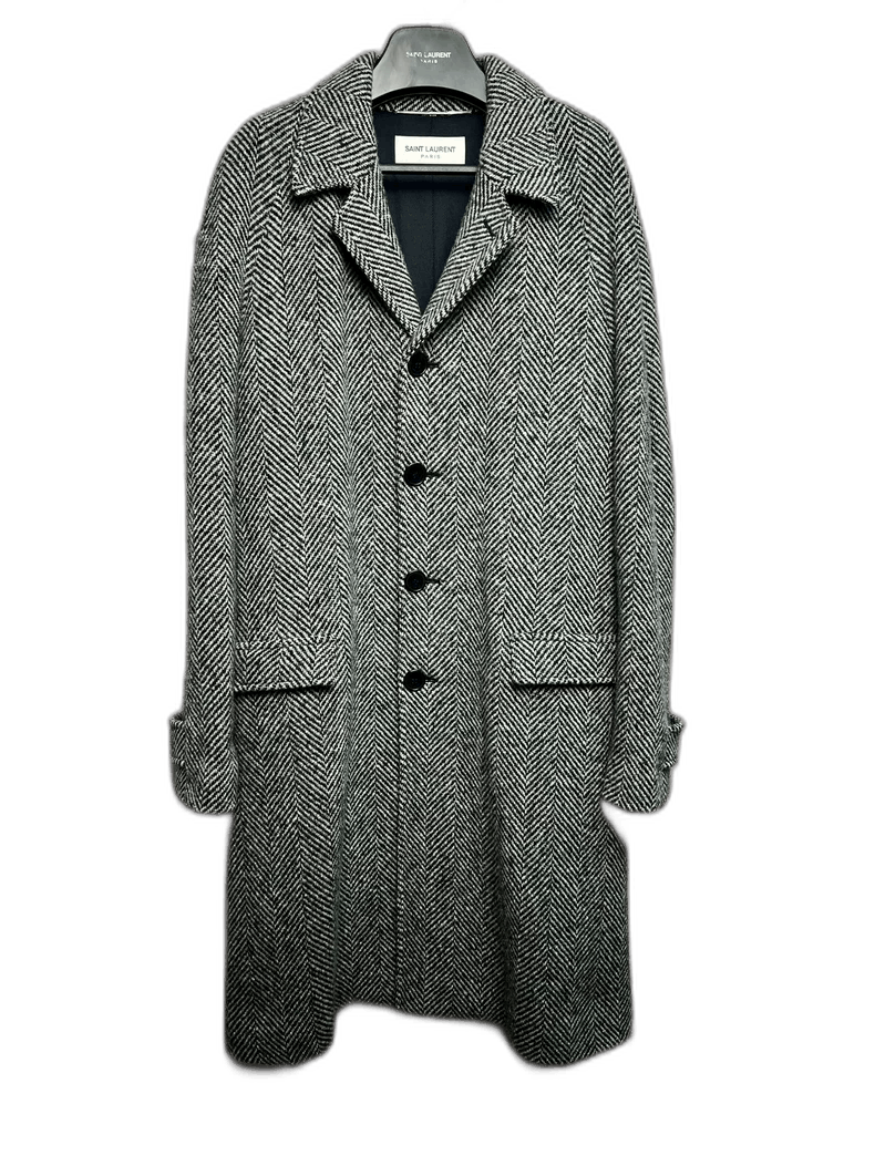 Saint Laurent Wool Herringbone Coat
