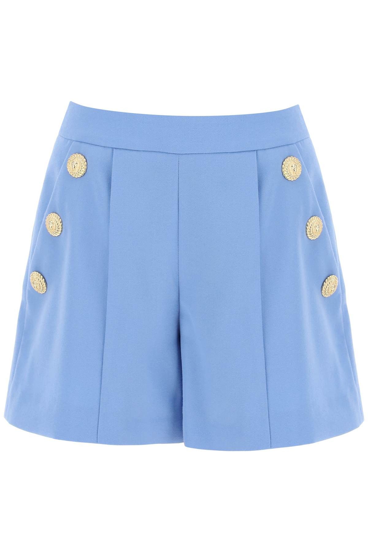 image of Balmain Embossed Button Shorts With in Bleu Ciel, Women's (Size 28)