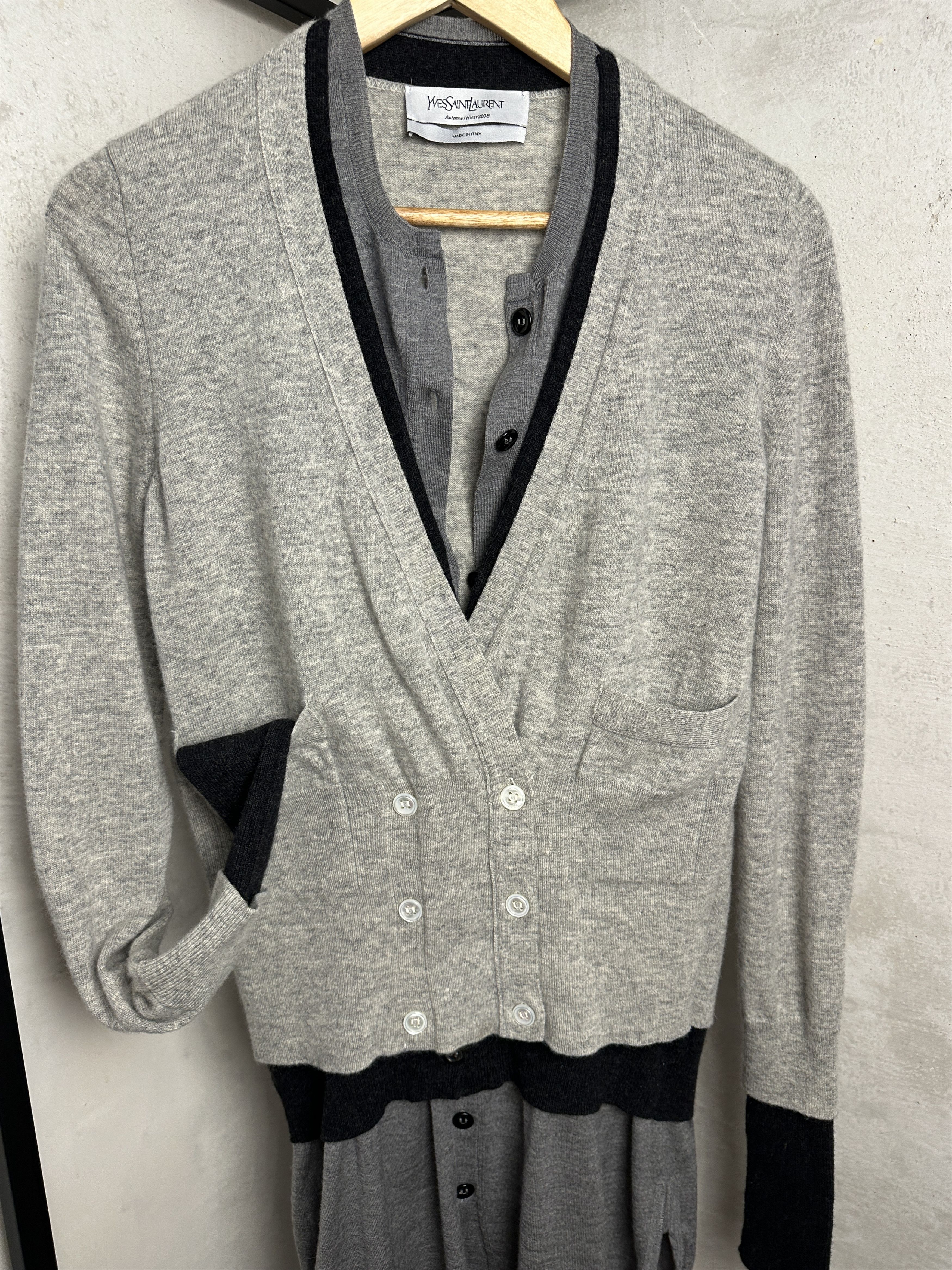 Saint Laurent Paris Yves Saint Laurent Archive FW08 Wool Layered Cardigan Size M / US 6-8 / IT 42-44 - 6 Thumbnail