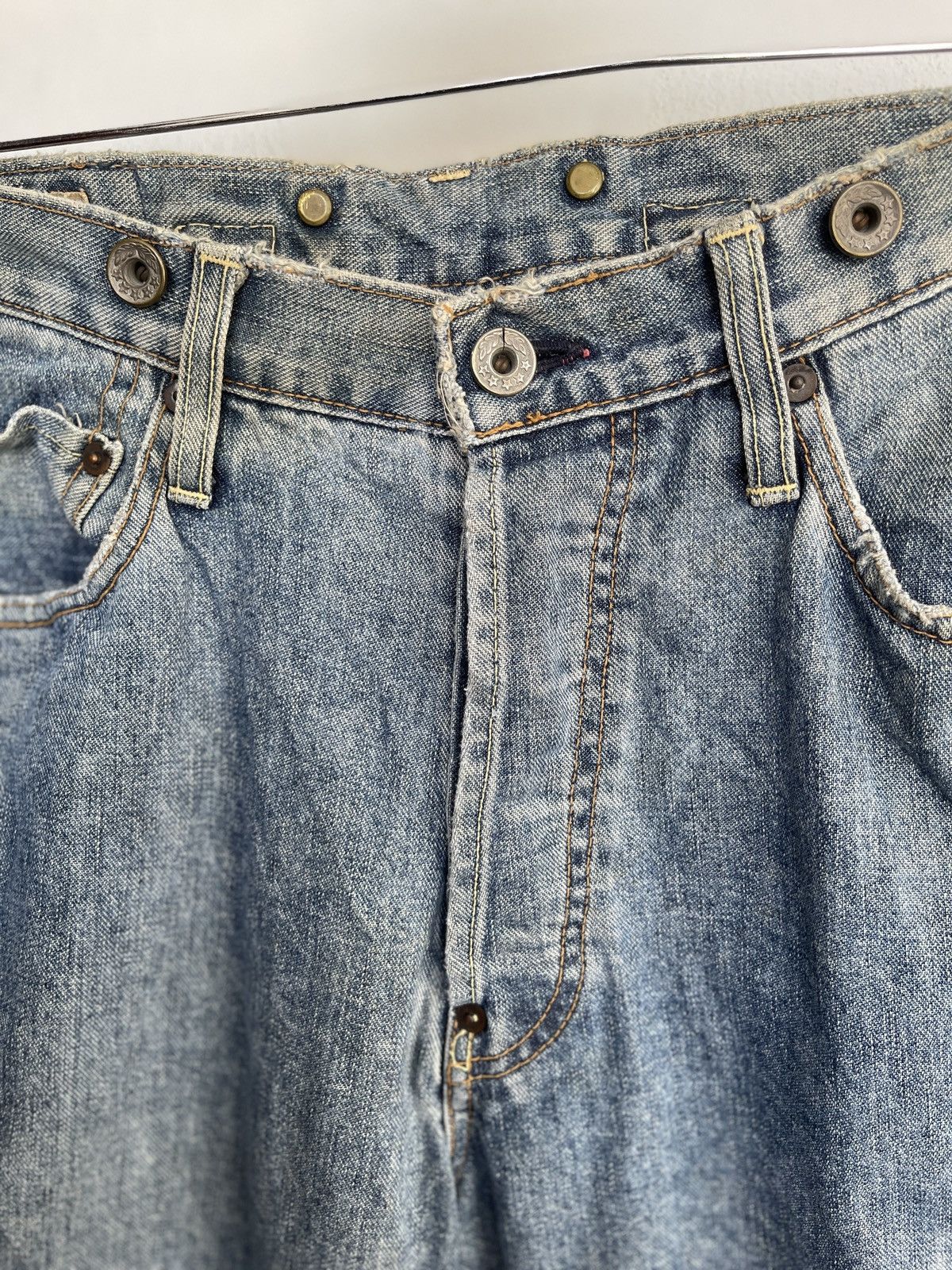 If Six Was Nine × Japan Blue × Le Grande Bleu (L.G.B.) Vintage Selvedge Distressed Blue Way Denim Size US 30 / EU 46 - 5 Thumbnail
