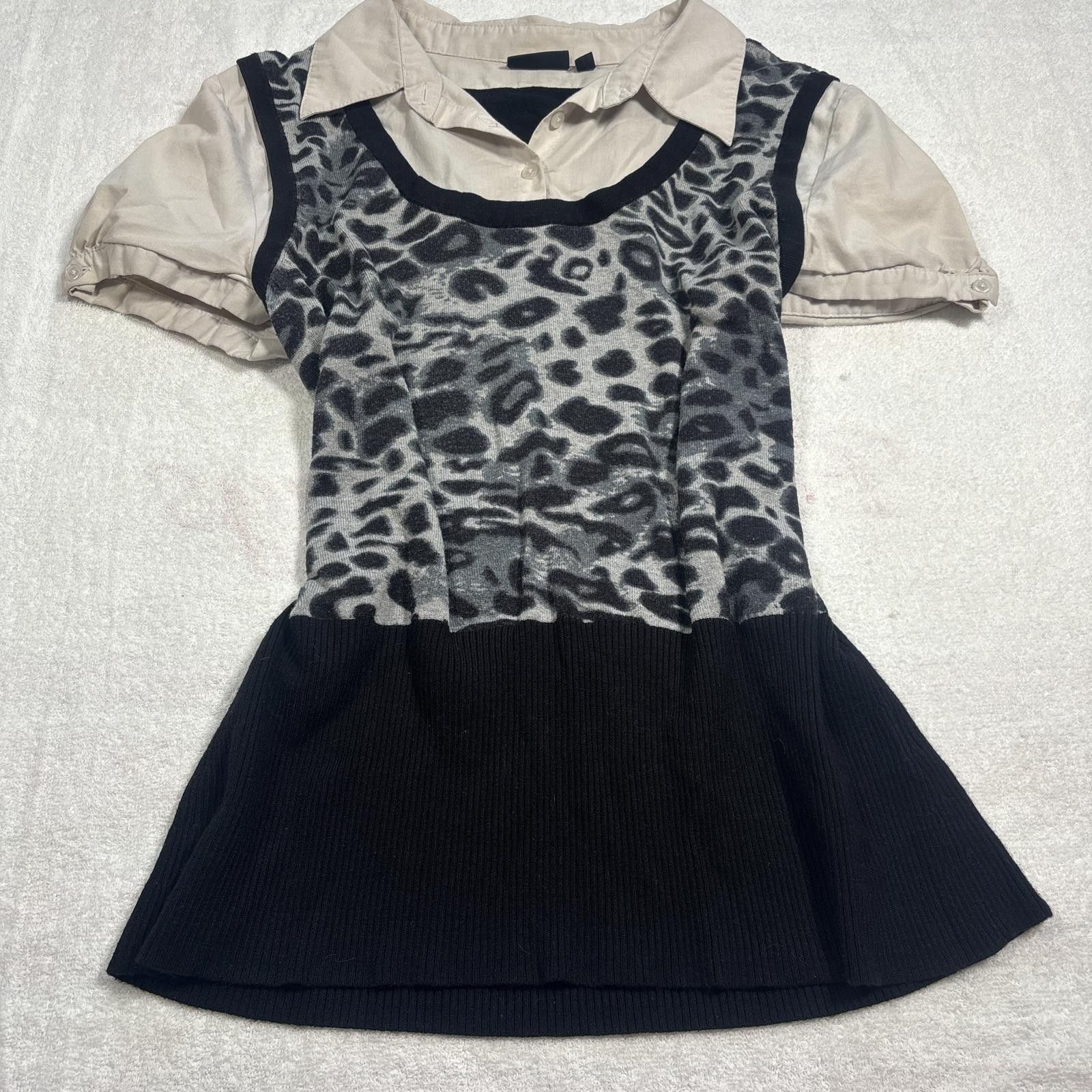 Apt. 9 y2k grunge leopard print layered blouse Size L / US 10 / IT 46 - 3 Thumbnail