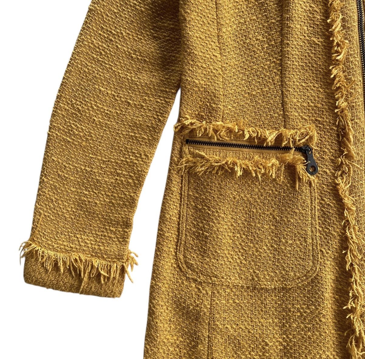 Marella Marella Fringed Tweed Coat Yellow Size XS / US 0-2 / IT 36-38 - 6 Thumbnail